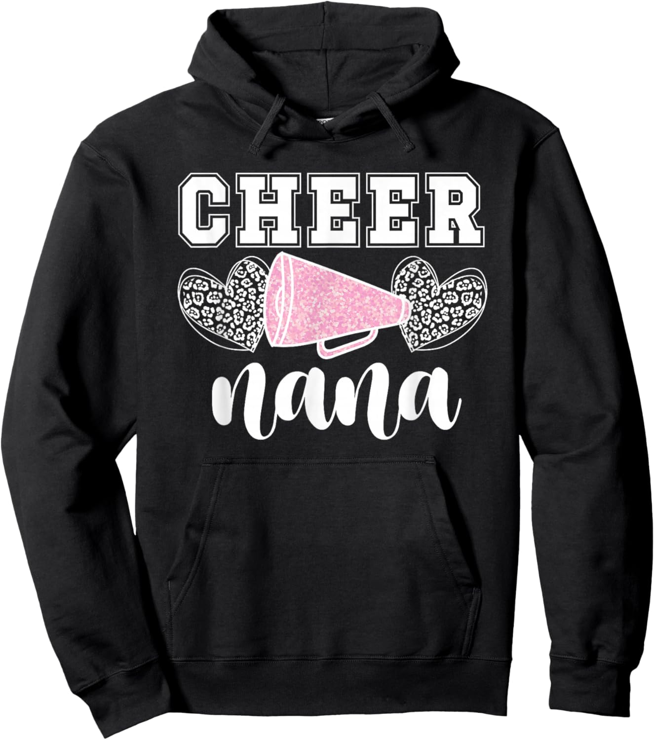 Cheer Nana Hearts Nana Grandma Of A Cheerleader Nana Hoodie - Hoodie | Black