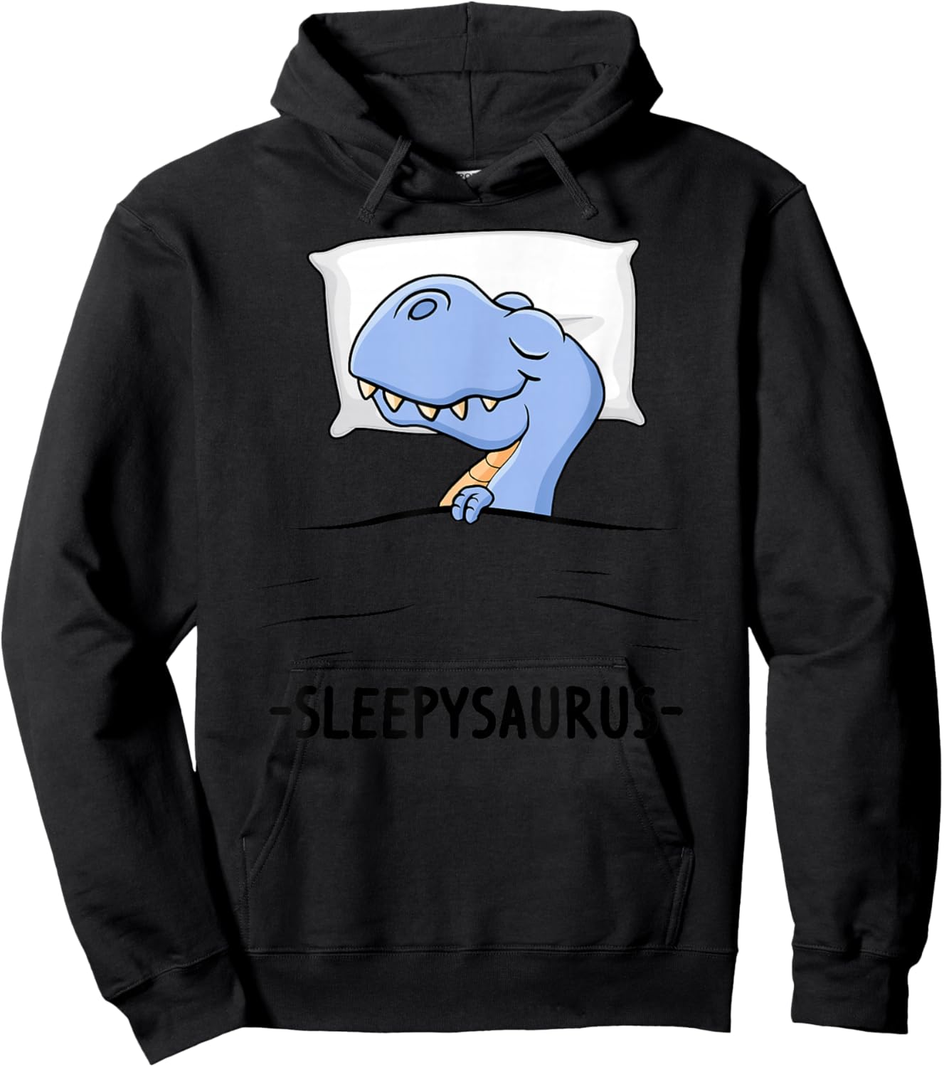 Lustig Dino Schlafoutfit schlafen Damen Pyjama Sleepysaurus Schlafshirt Schlafanzug Nachthemd Dinosaurier , Weiß, Klein, , Cartoon, Herbst, Winter Hoodie - Hoodie | Black