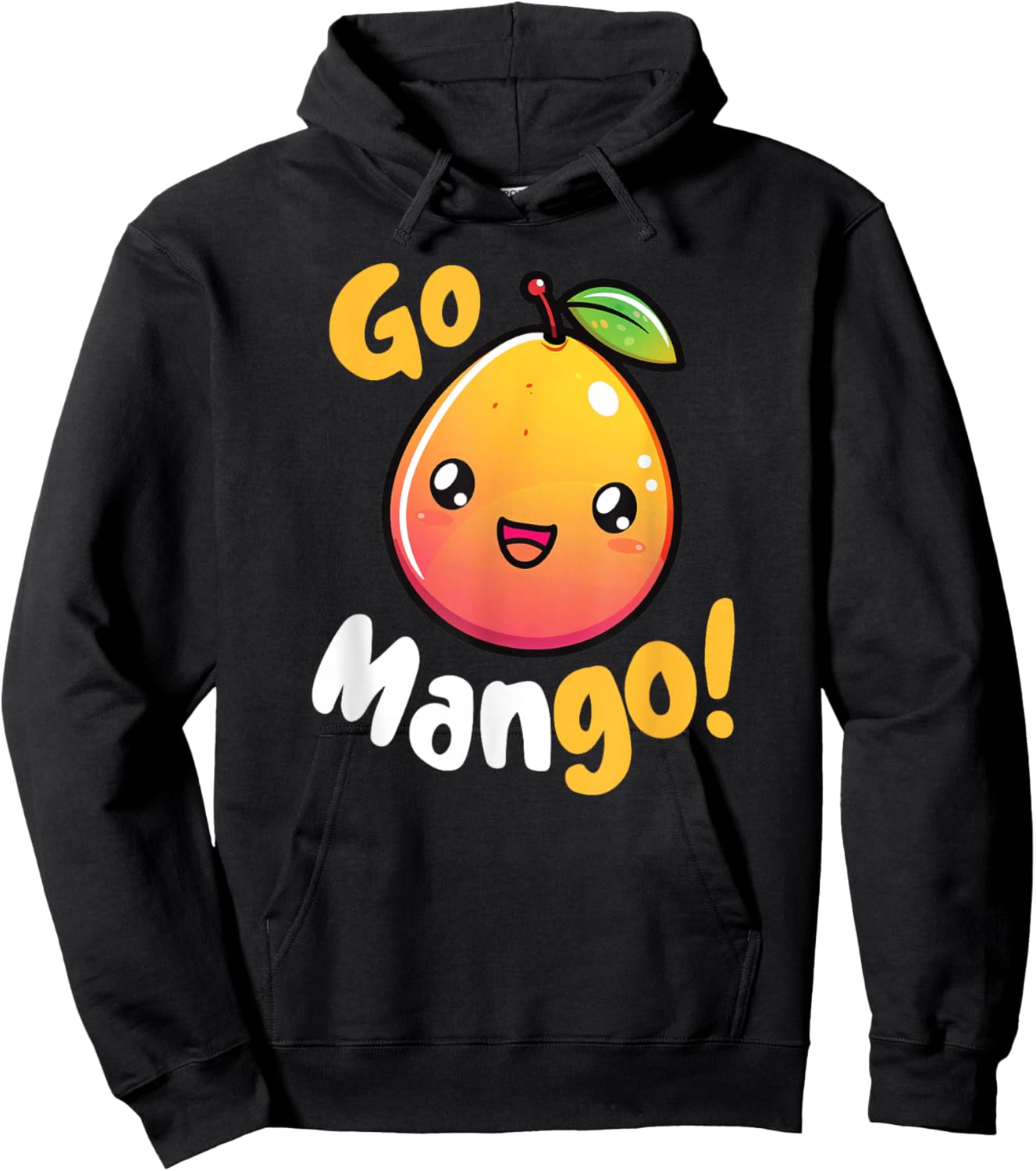 Kawaii Mango Pun Go Mango! Hoodie - Hoodie | Black