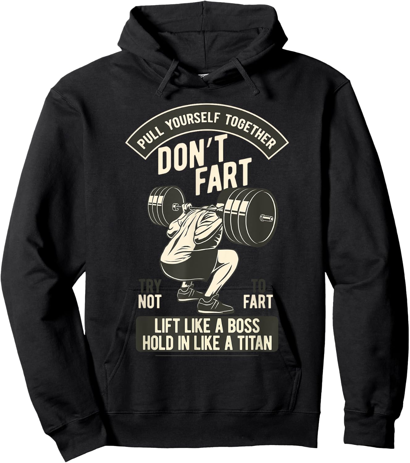 Don't Fart, Funny Weightlifting Bodybuilding Dumbbell Squats Hoodie - Hoodie | Black
