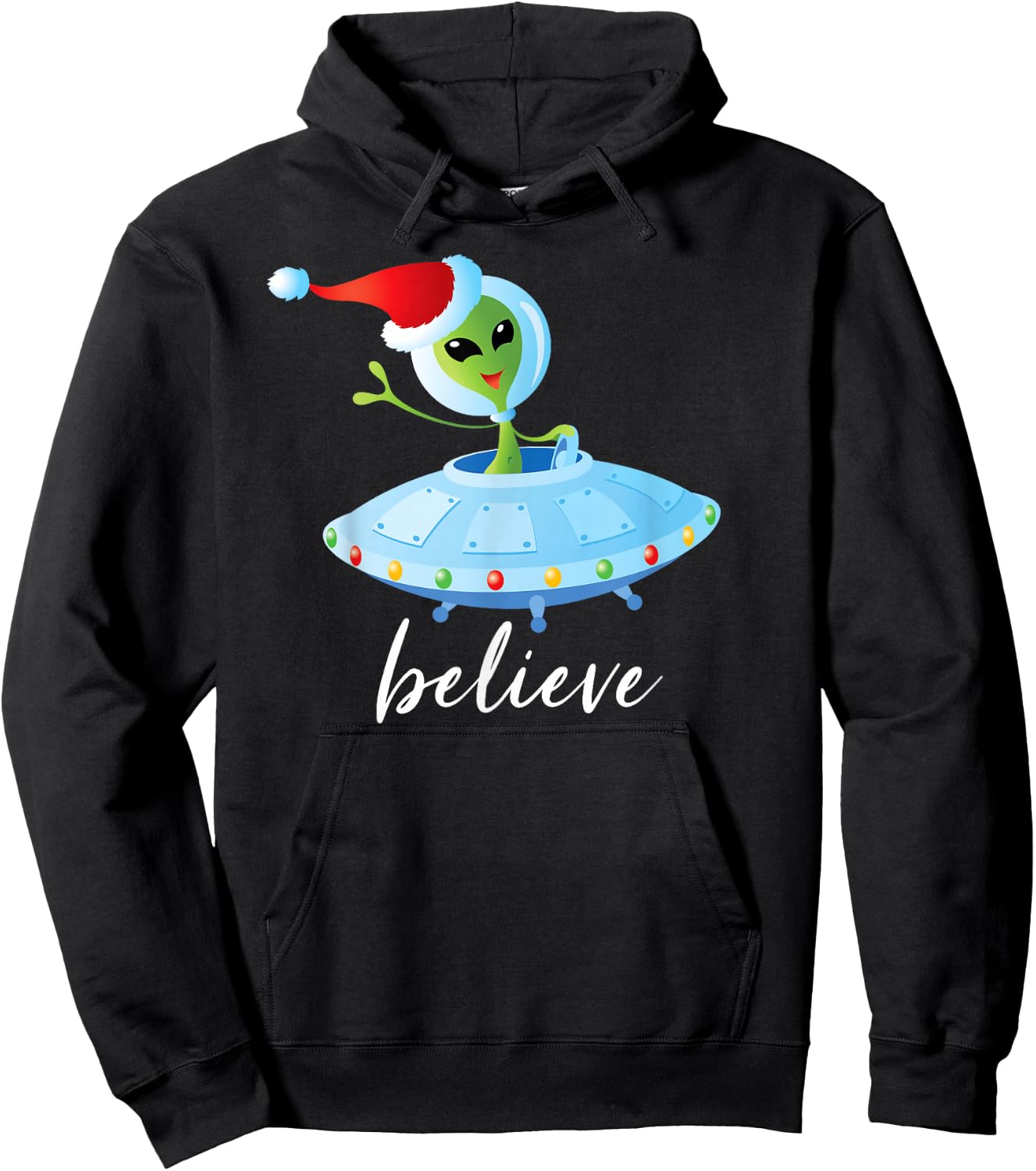 Funny Aliens Santa Christmas UFO Hoodie - Hoodie | Black