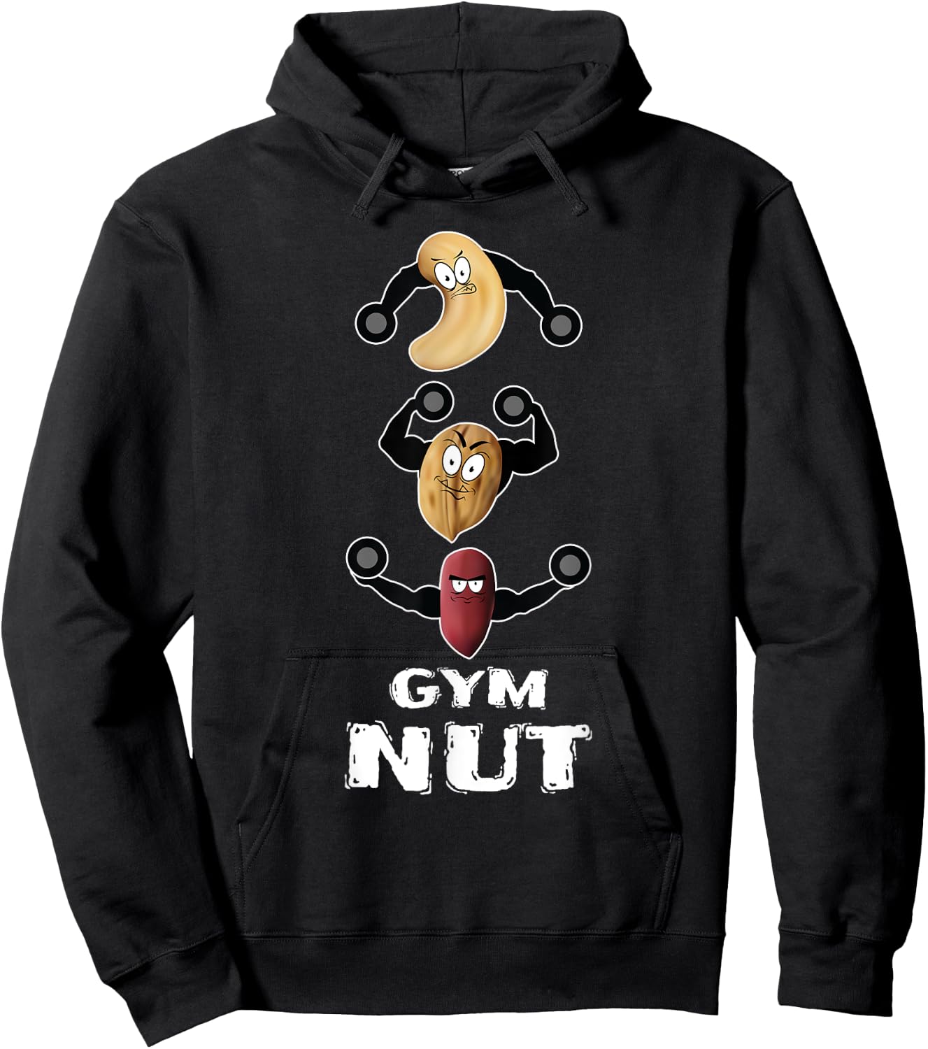 Gym Nut Funny Workout Shirt Nuts Pun Punny Guys Gift Hoodie - Hoodie | Black