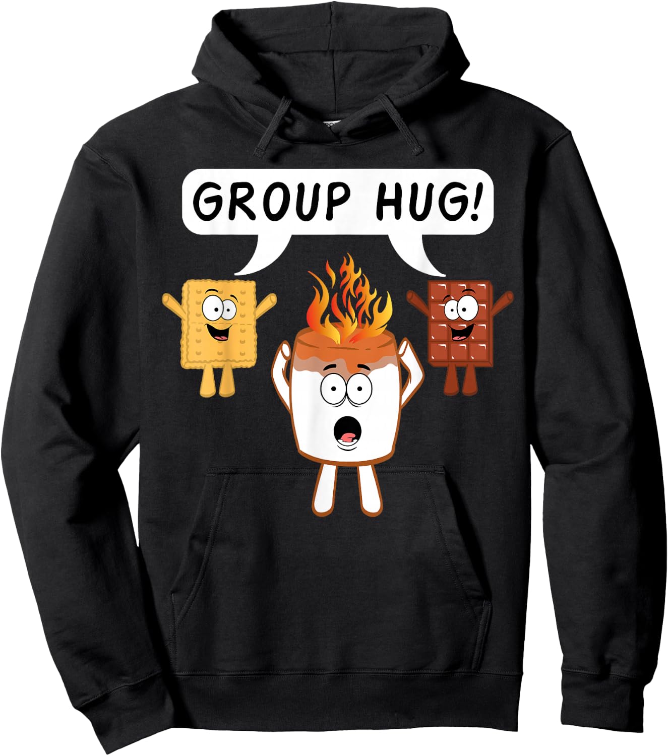 Group Hug S'mores Camping Bonefire Chocolate Marshmallow Hoodie - Hoodie | Black