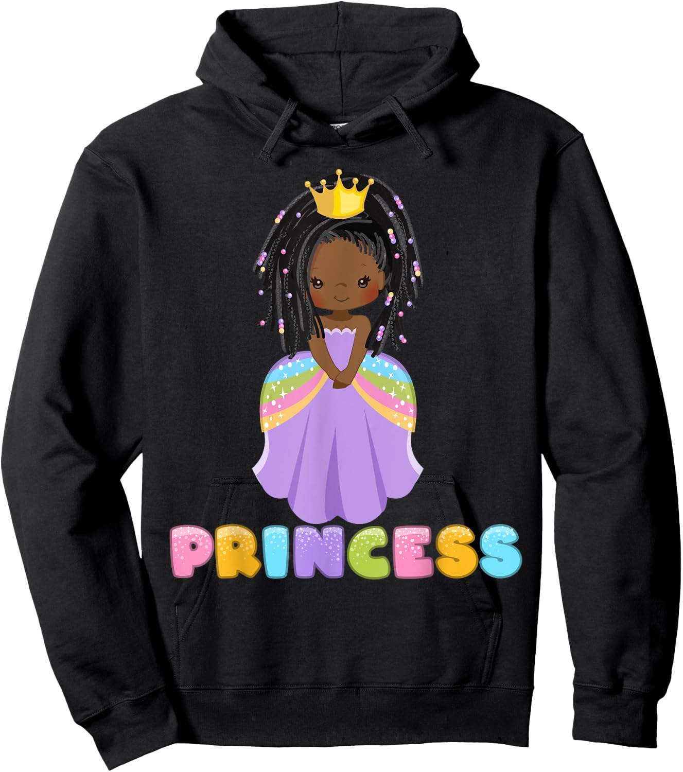 African American Girl Princess Black Cute Princess Toddler Hoodie - Hoodie | Black
