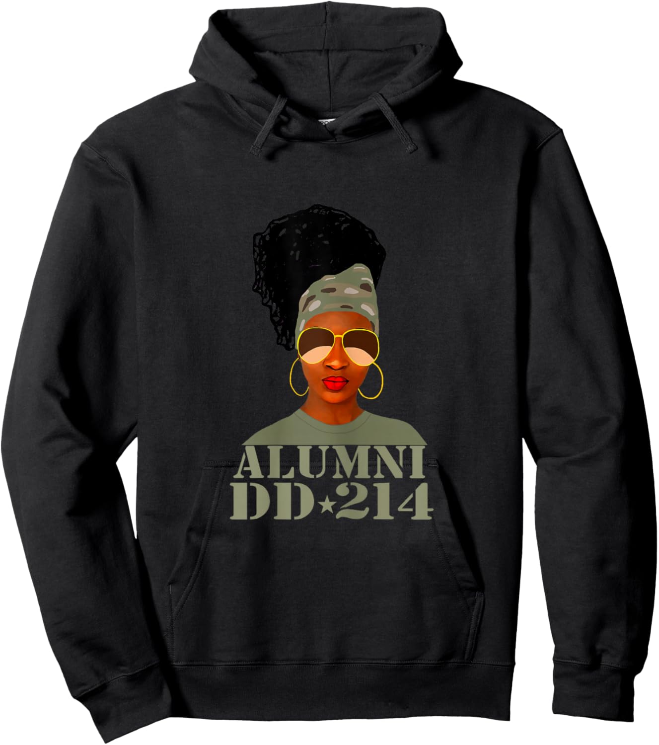Alumni DD-214 African American Woman Veterans Day Hoodie - Hoodie | Black