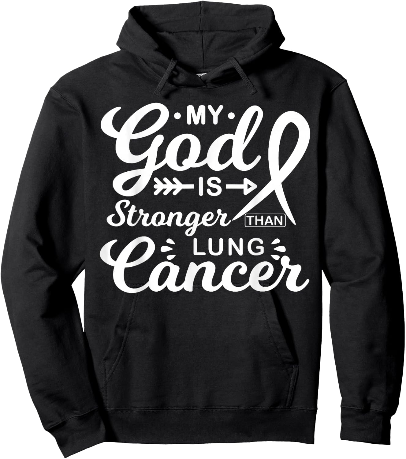 My God is Stronger Than Lung Cancer Awareness Warrior Hoodie - Hoodie | Black