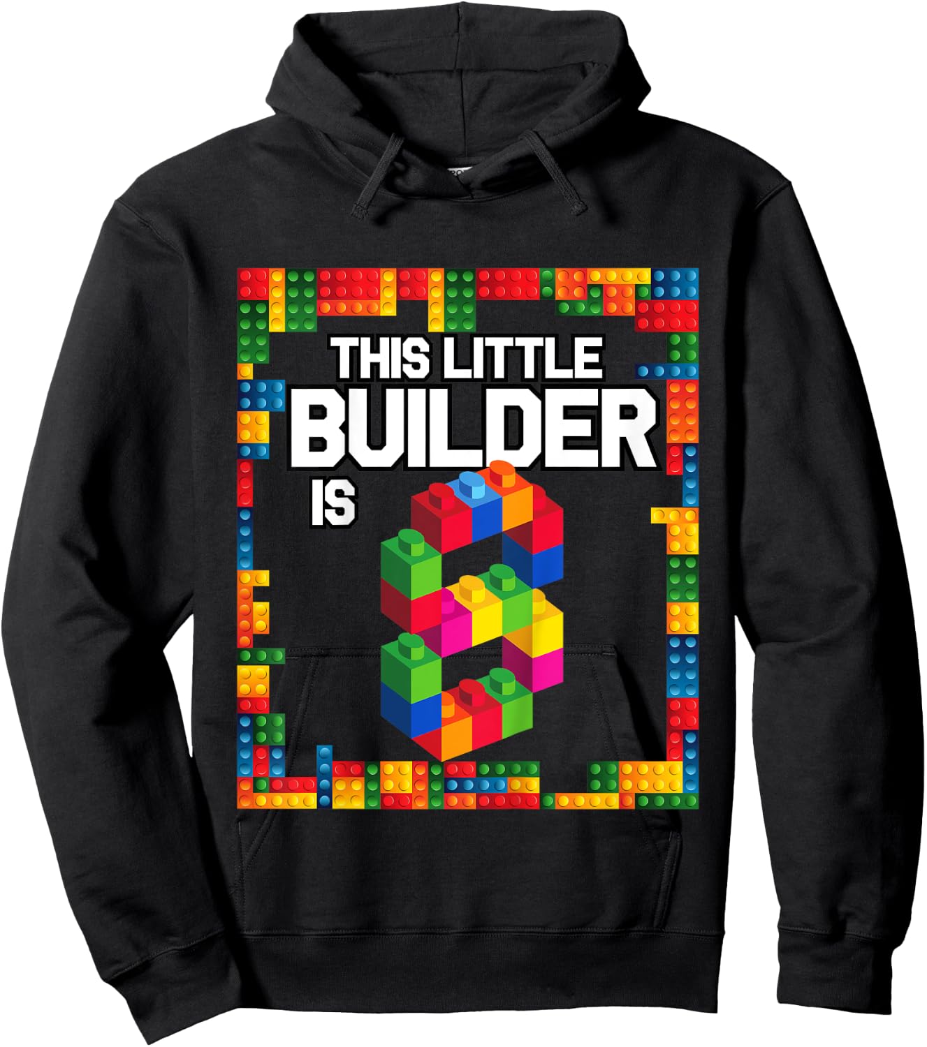 8 Year Old Building Blocks Birthday T Shirt Brick 8th Gift Hoodie - Hoodie | Black