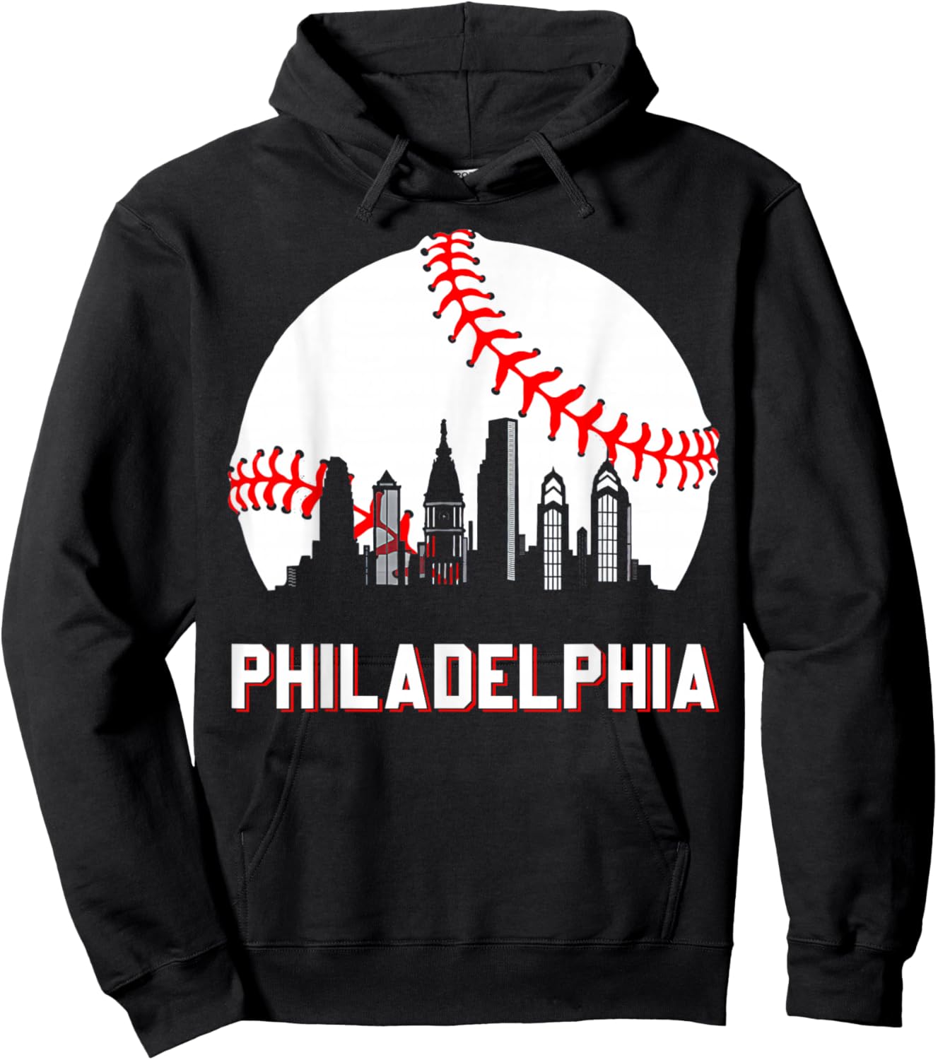 Vintage Distressed Philly Baseball Lovers Hoodie - Hoodie | Black