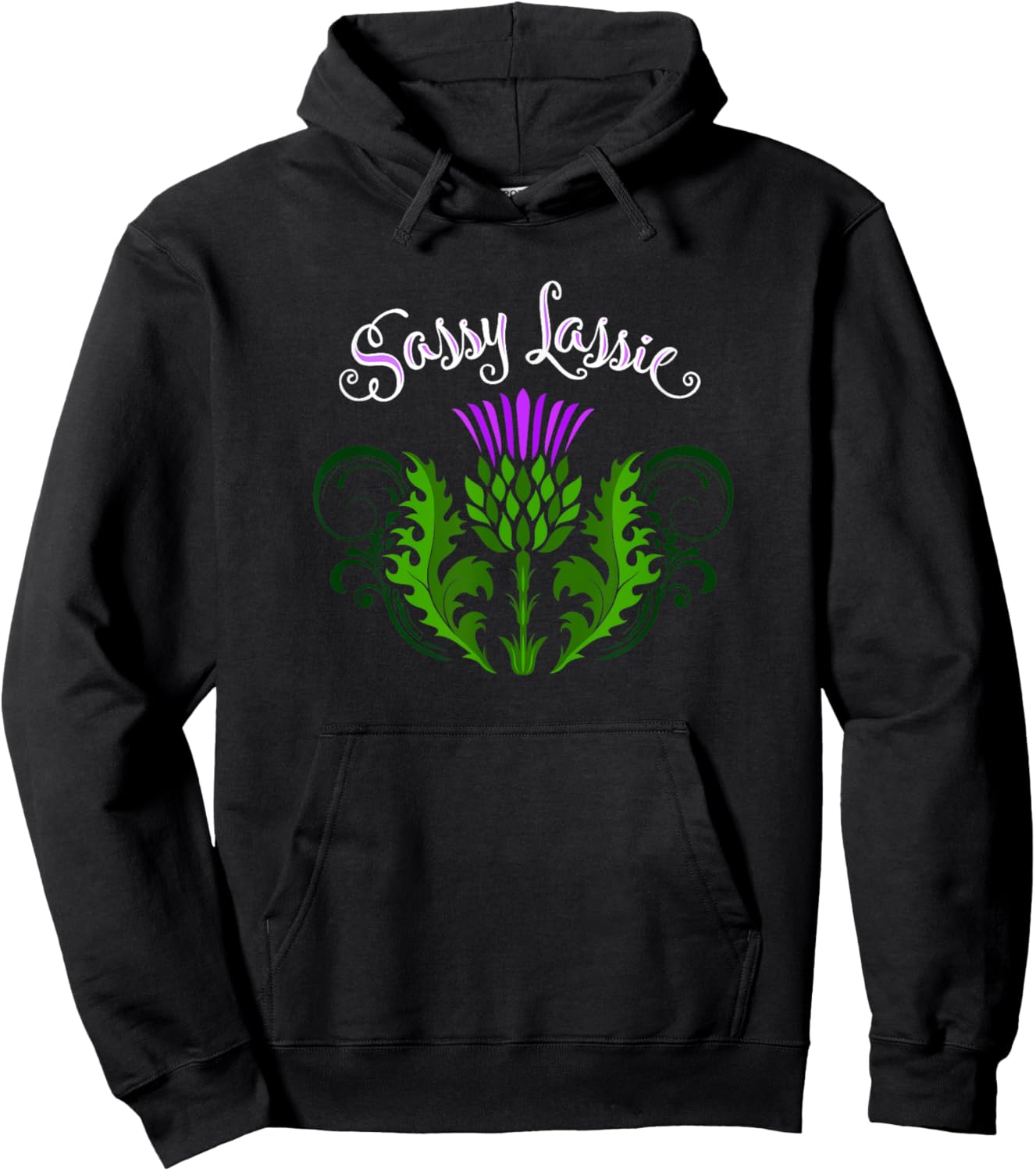 Funny Scotland Sassy Lassie Thistle Flower Celtic Heritage Hoodie - Hoodie | Black