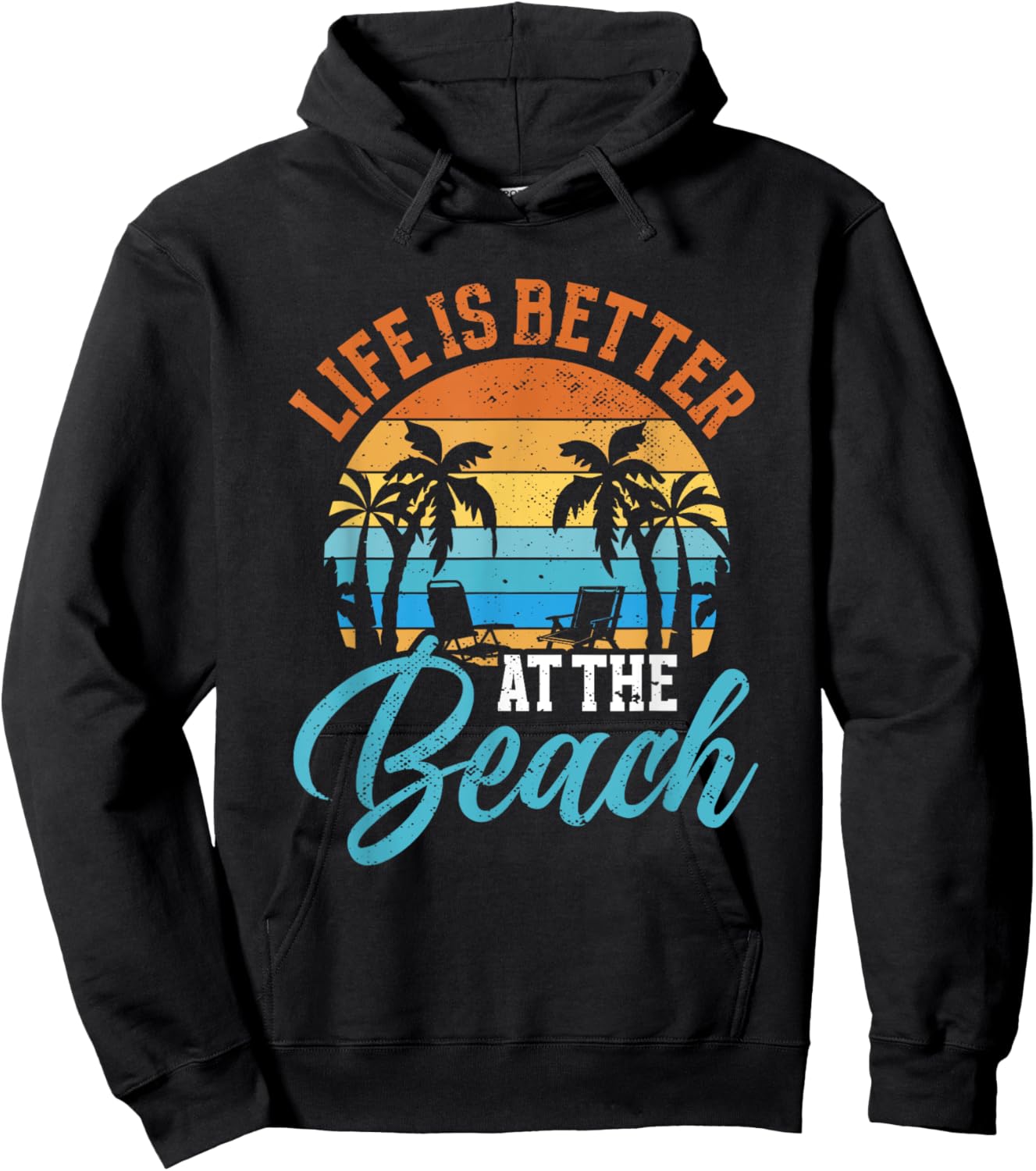 Retro Summer Vacation Life Is Better At The Beach Funny Hoodie - Hoodie | Black