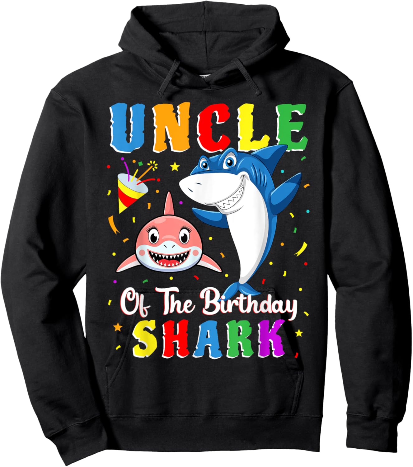 Uncle Of The Shark Birthday Family Matching Birthday Niece Hoodie - Hoodie | Black