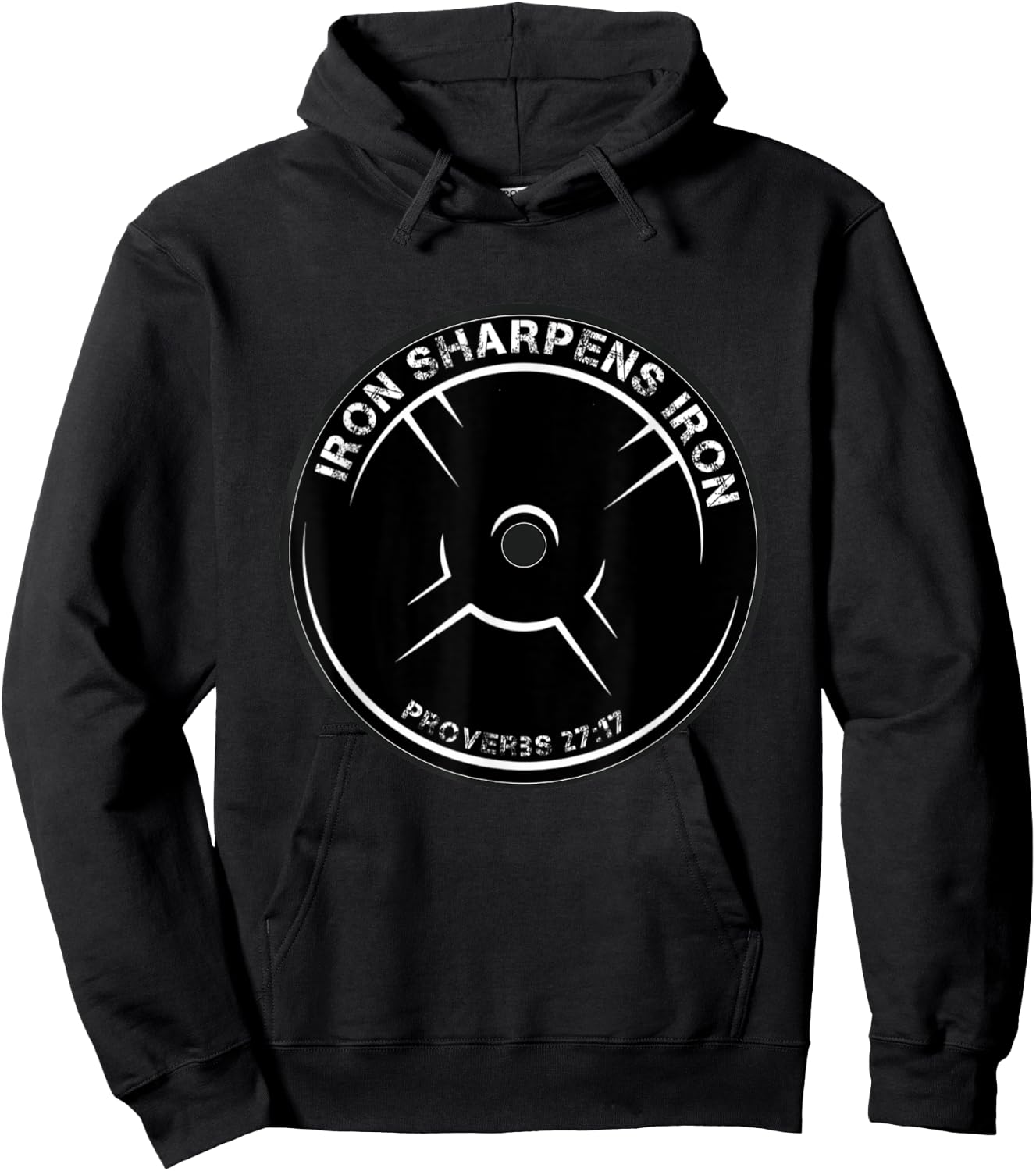 Iron Sharpens Iron Proverbs 27:17 Christian workout theme Hoodie - Hoodie | Black