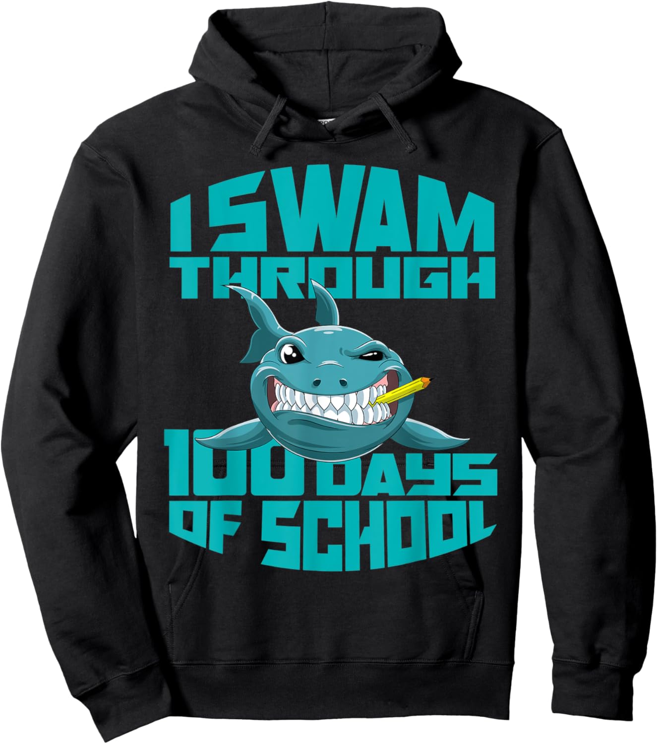 Cool Shark I Swam Through 100 Days of School Boys Hoodie - Hoodie | Black