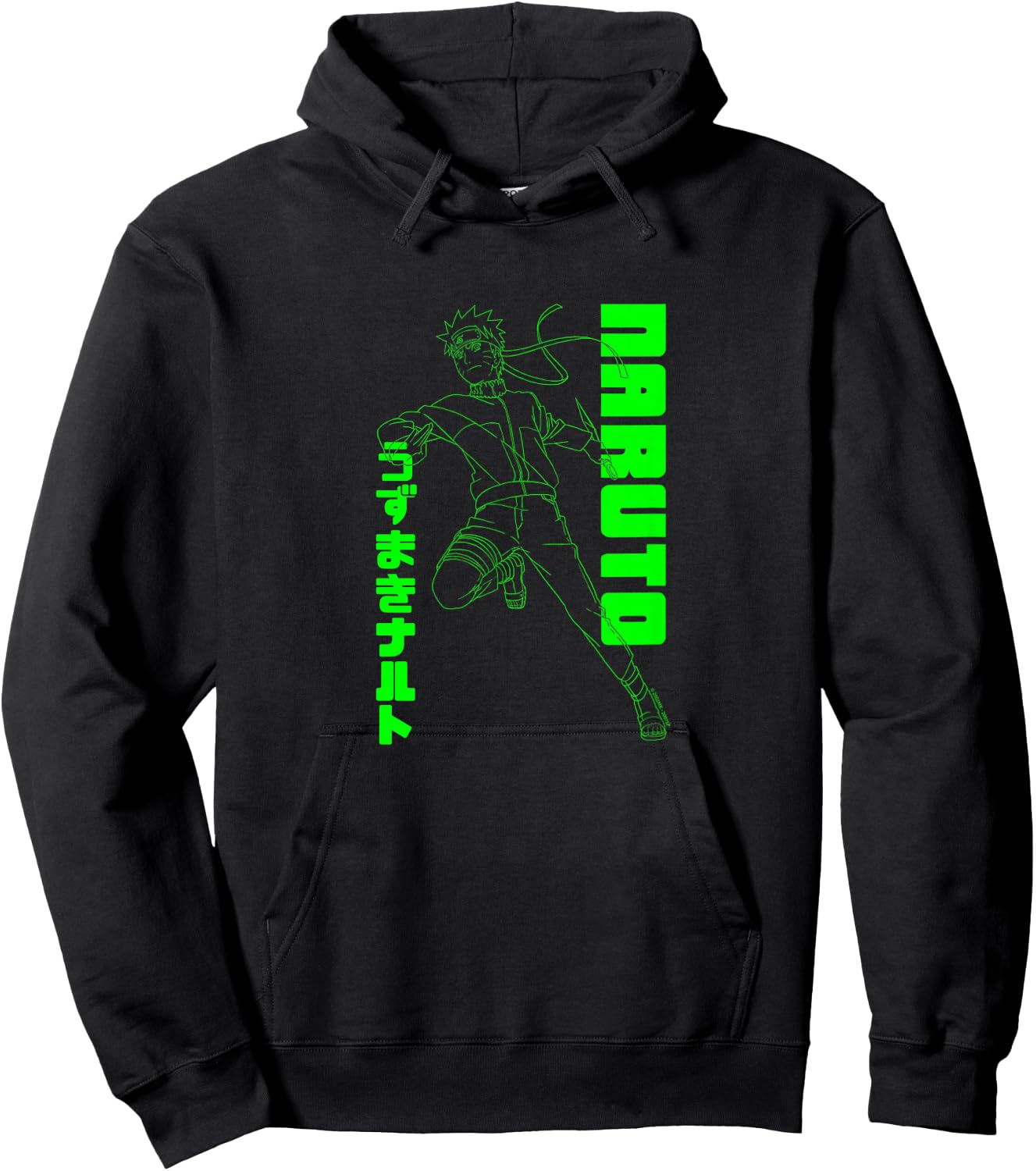 Naruto Shippuden Naruto Neon Green Outline Anime Hoodie - Hoodie | Black