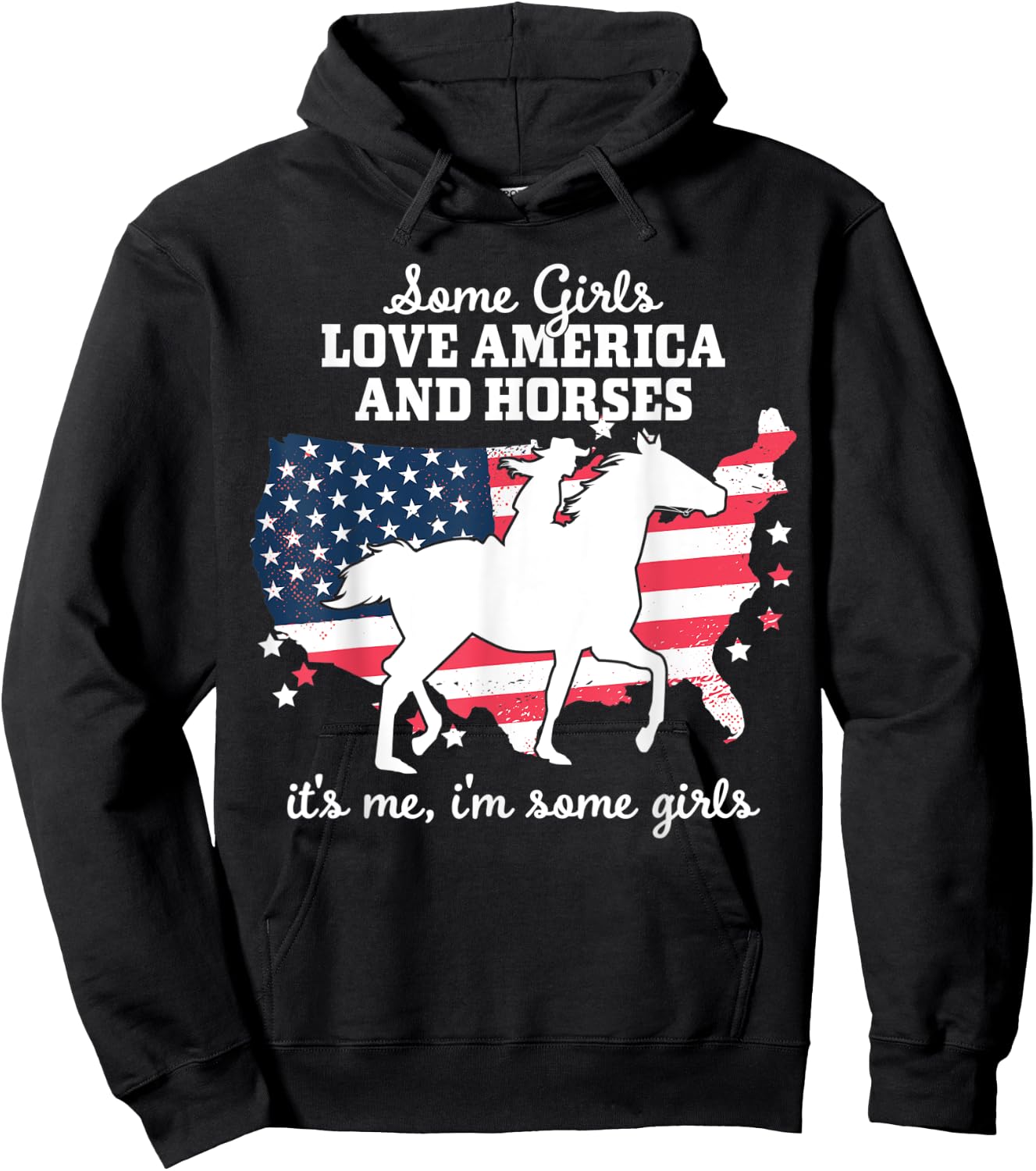 Women Some Girls Love America & Horse Riding - Equestrian Hoodie - Hoodie | Black