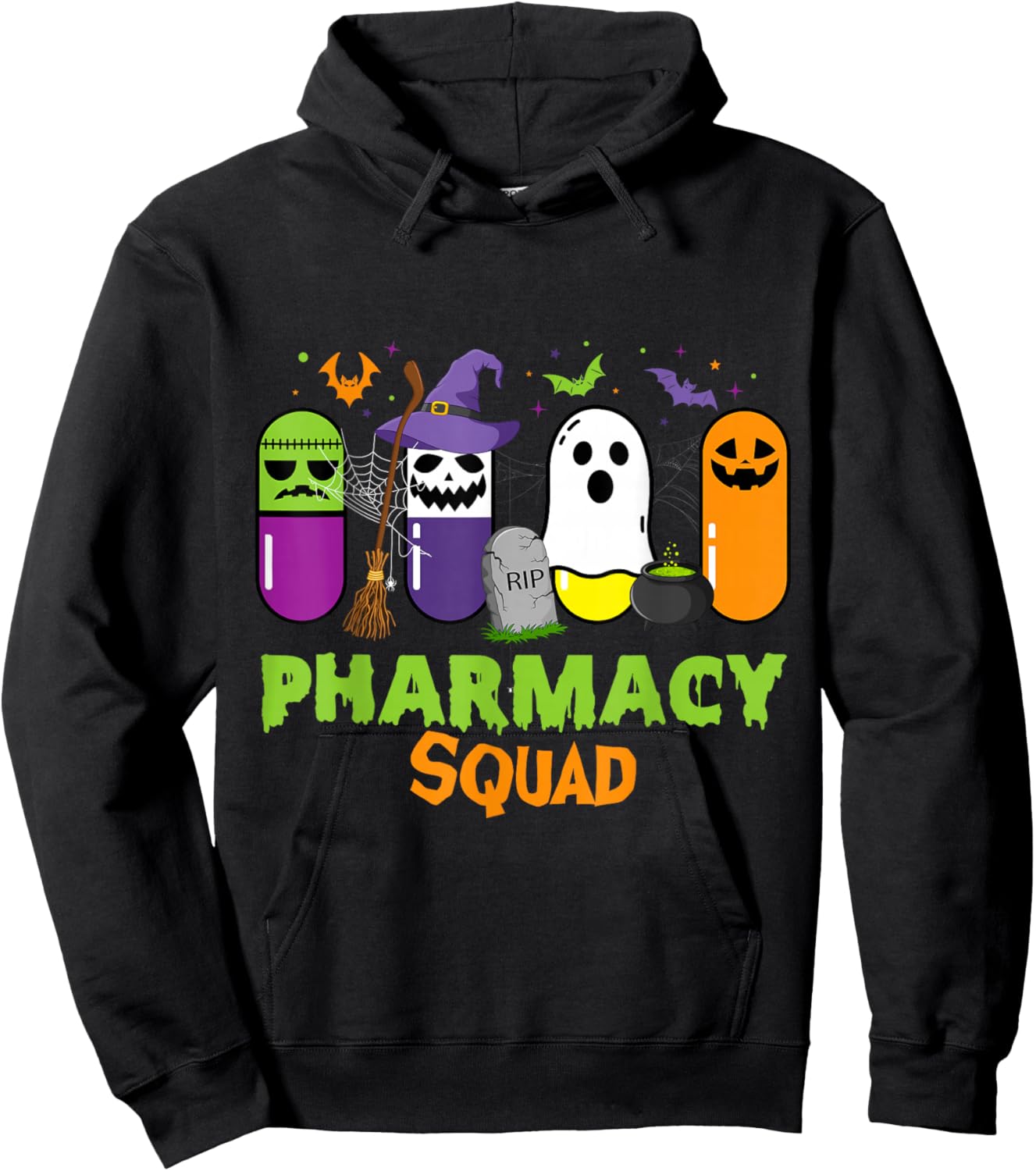 Funny Halloween Pills Pharmacy Squad Costume Pharmacist Tech Hoodie - Hoodie | Black