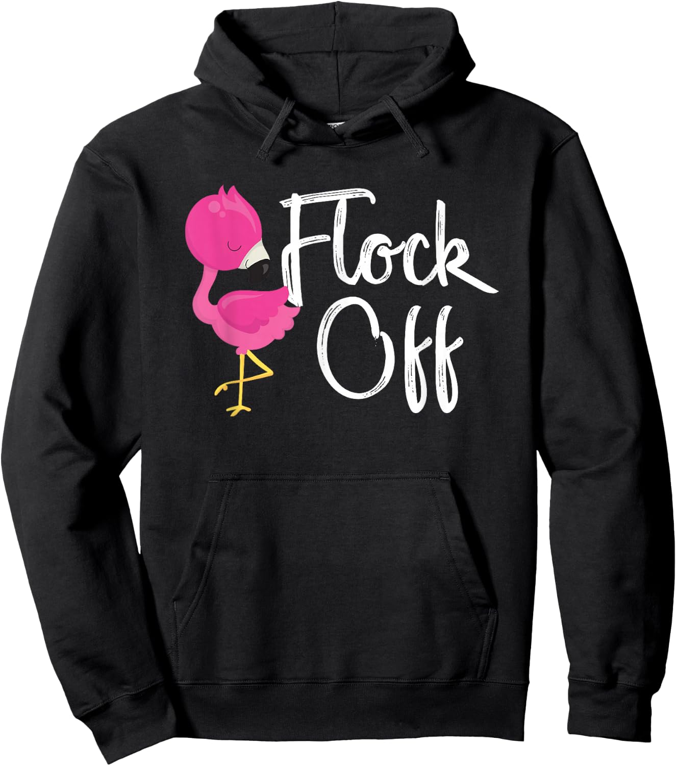 Flamingo Flock Off Hoodie - Hoodie | Black