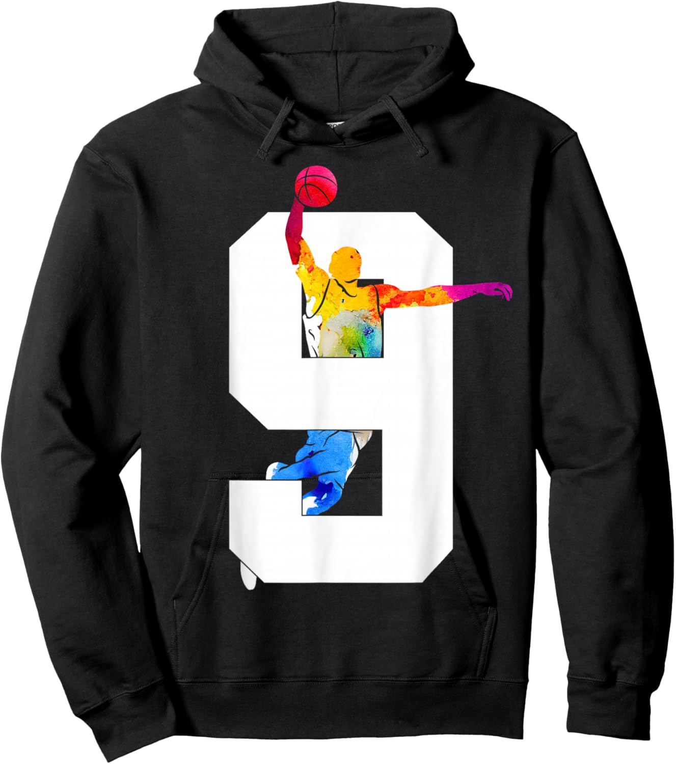 Number 9 Years Basketball 9th Birthday Hoodie - Hoodie | Black