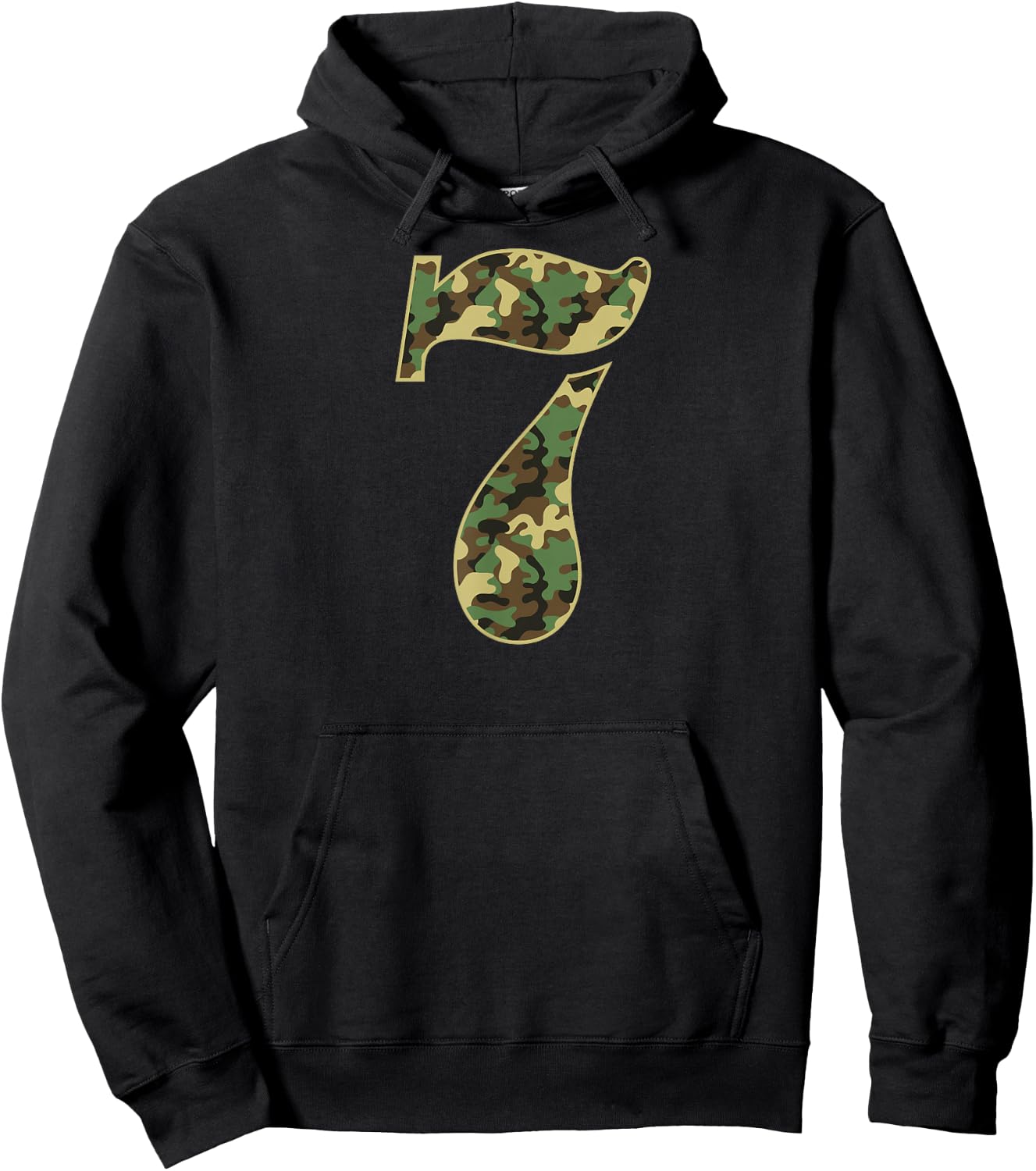 7th Birthday Soldier 7 Year Old Military Themed Camo Hoodie - Hoodie | Black