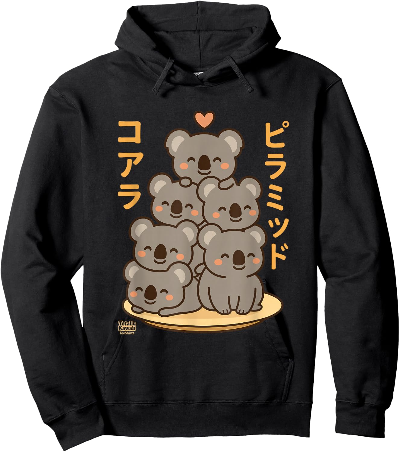 Kawaii Koala Pyramid Anime Japanese Letters Cute Hoodie - Hoodie | Black