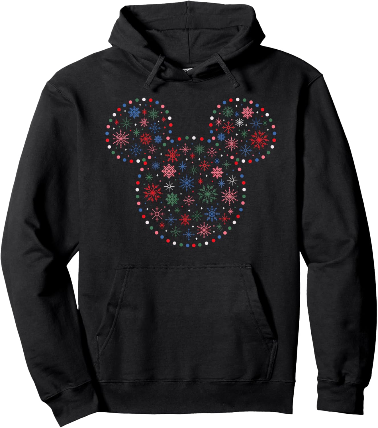 Disney Mickey Mouse Icon Christmas Holiday Lights Snowflakes Hoodie - Hoodie | Black