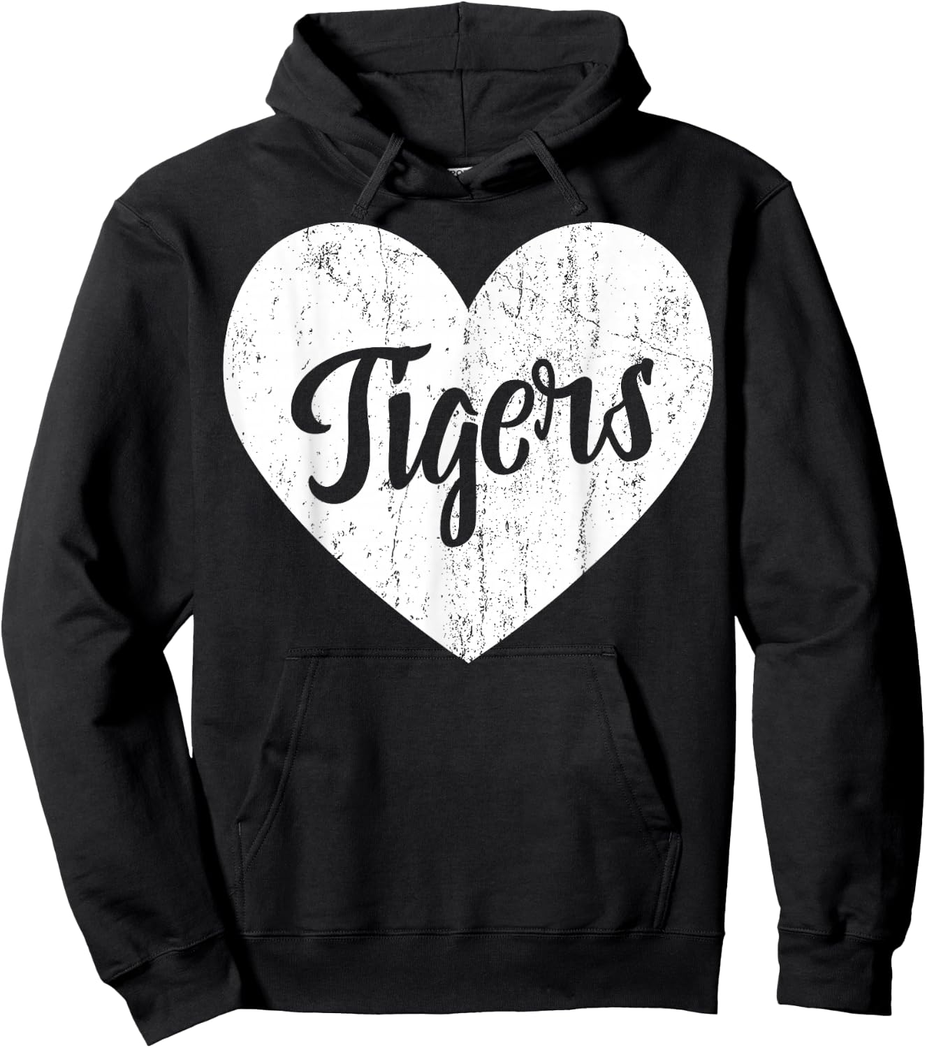 Tigers School Sports Fan Team Spirit Mascot Cute Heart Gift Hoodie - Hoodie | Black
