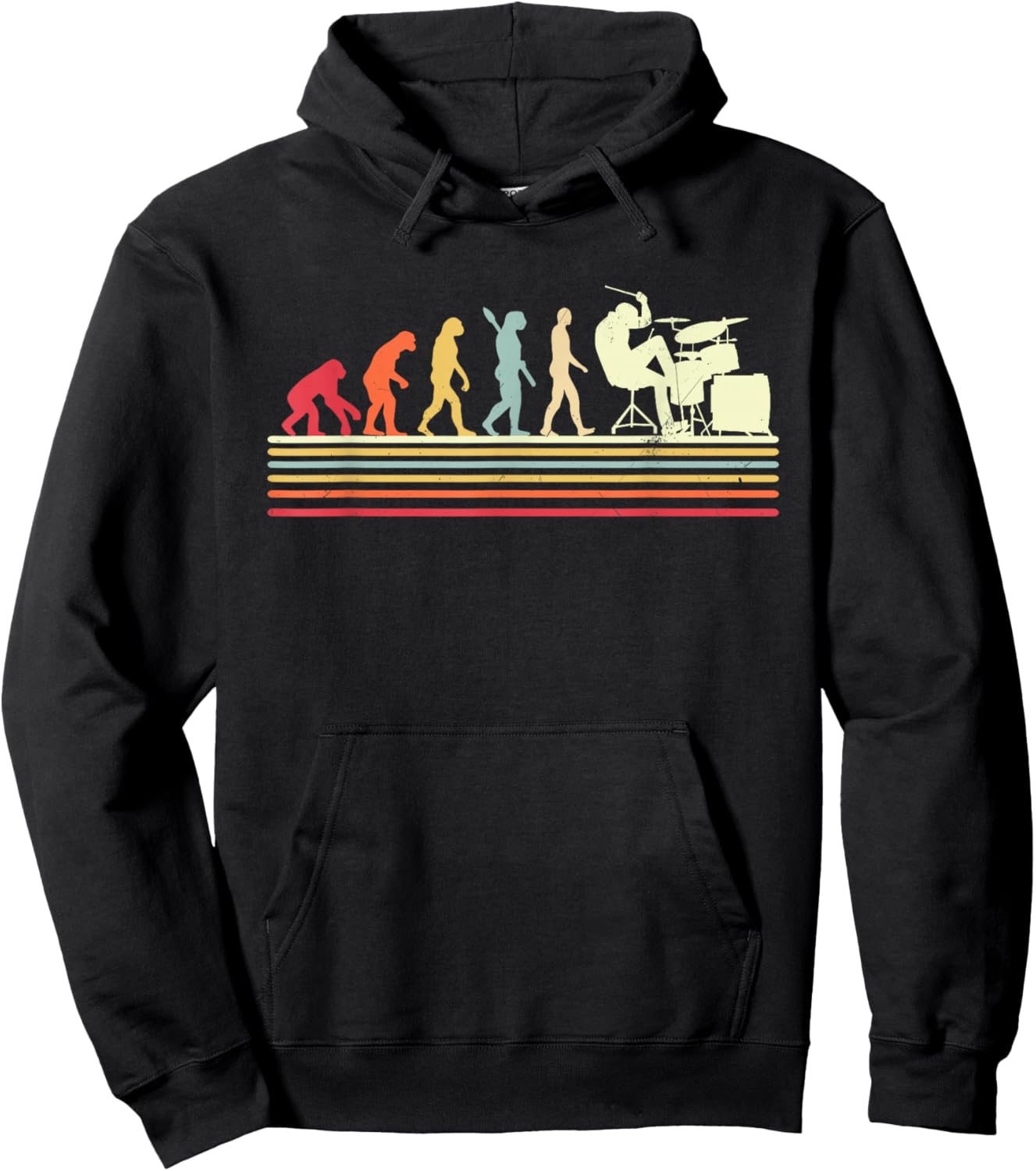 Drummer Evolution Art Retro Cool Drum Set Player Drumming Hoodie - Hoodie | Black
