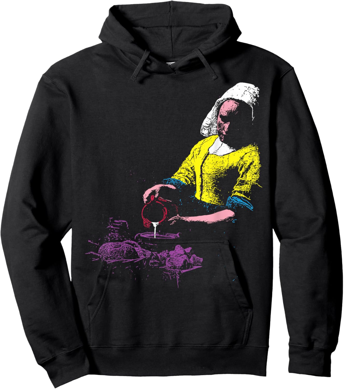 Vermeer The Milkmaid Pop Art 80s Pop Minimal Baroque Art Hoodie - Hoodie | Black