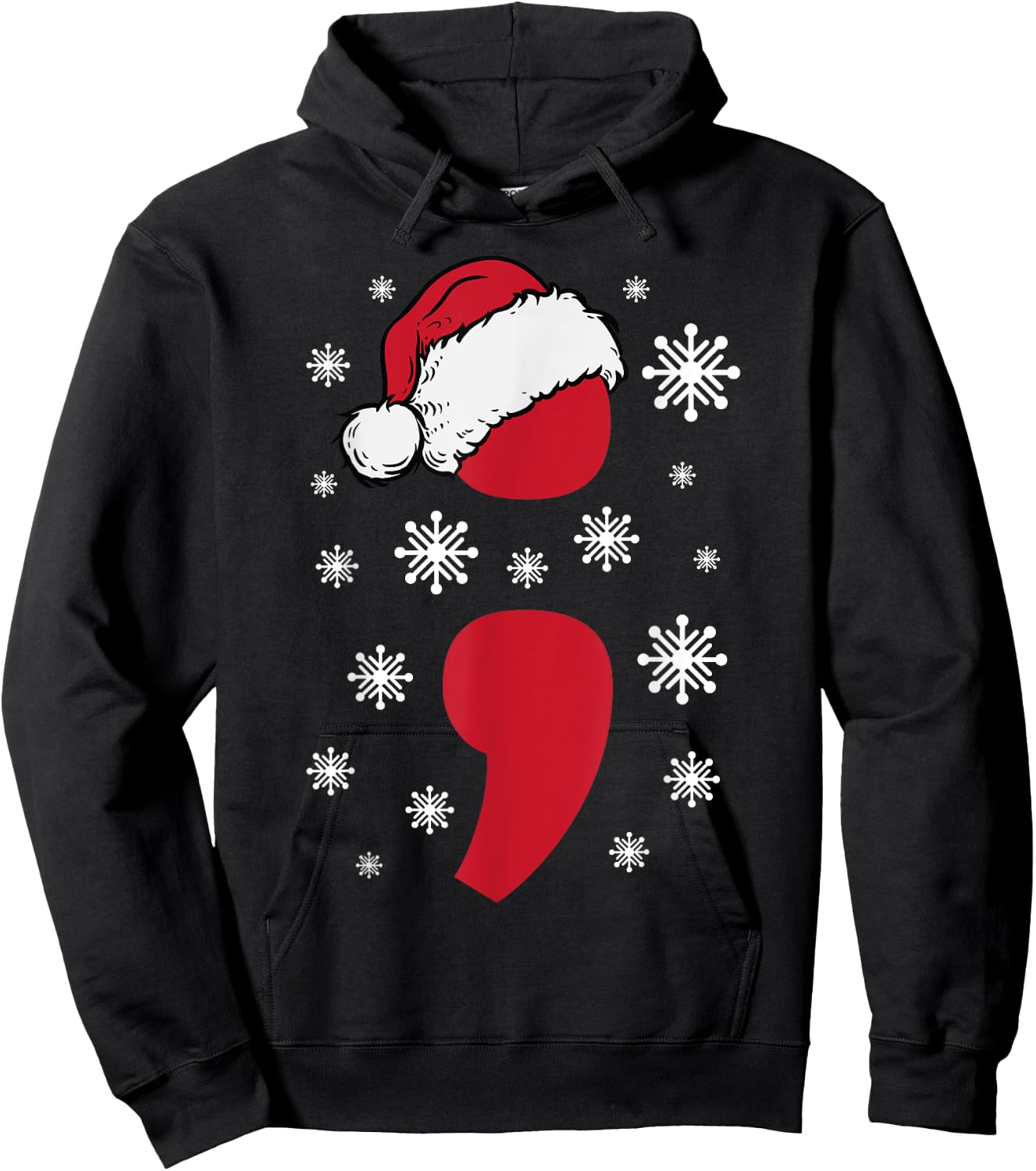 Christmas Mental Health Anxiety Depression Project Semicolon Hoodie - Hoodie | Black