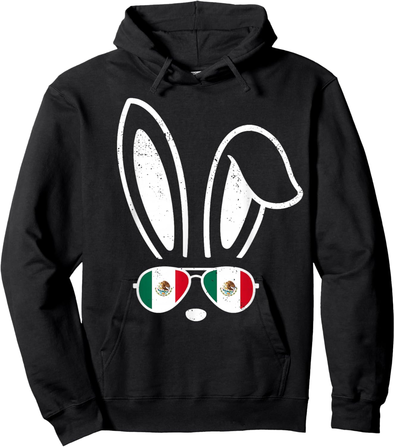 Bunny Ears Sunglasses Funny Easter Mexico Flag Mexican Hoodie - Hoodie | Black