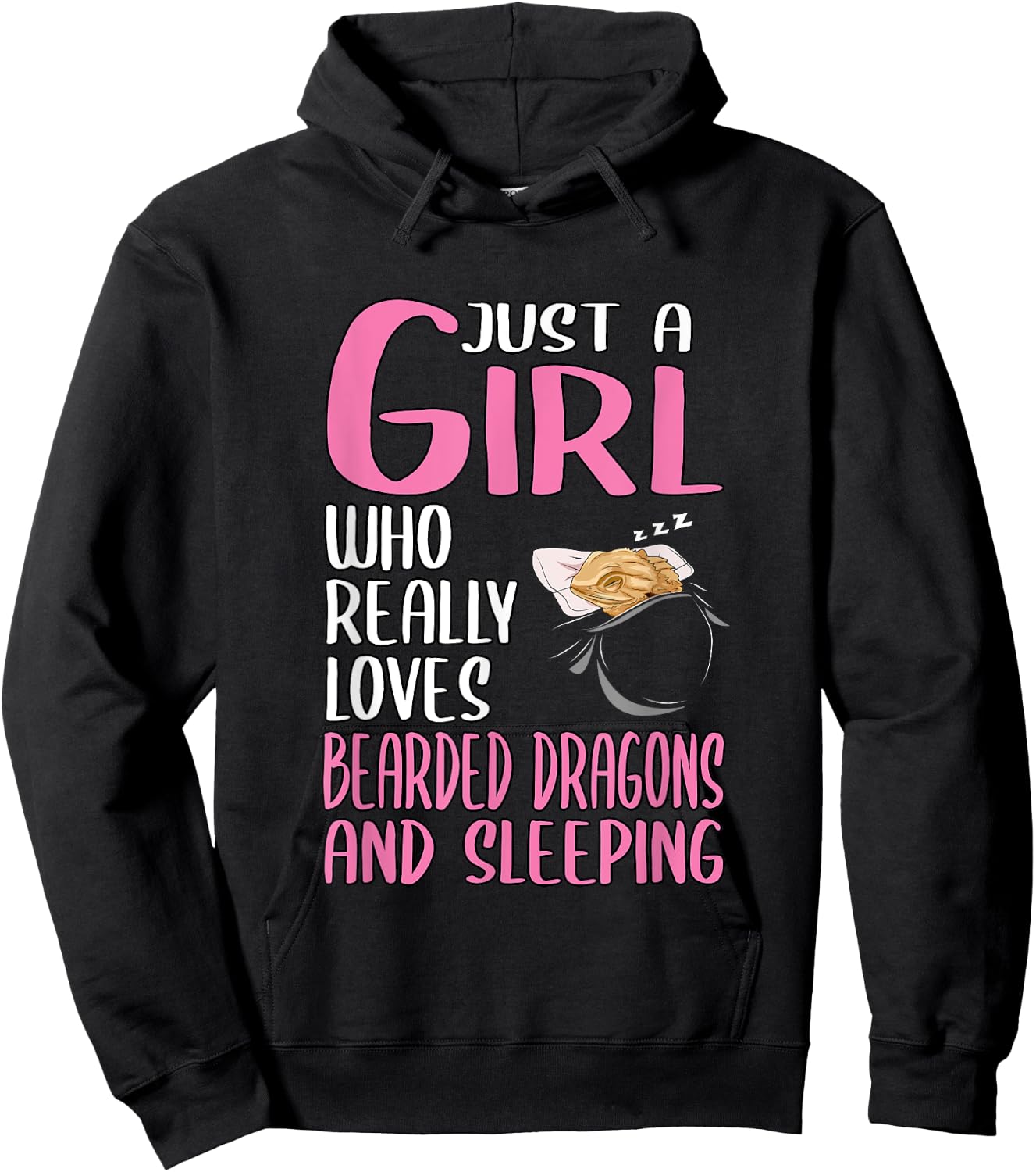 Just A Girl Who Really Loves Bearded Dragons And Sleeping Hoodie - Hoodie | Black