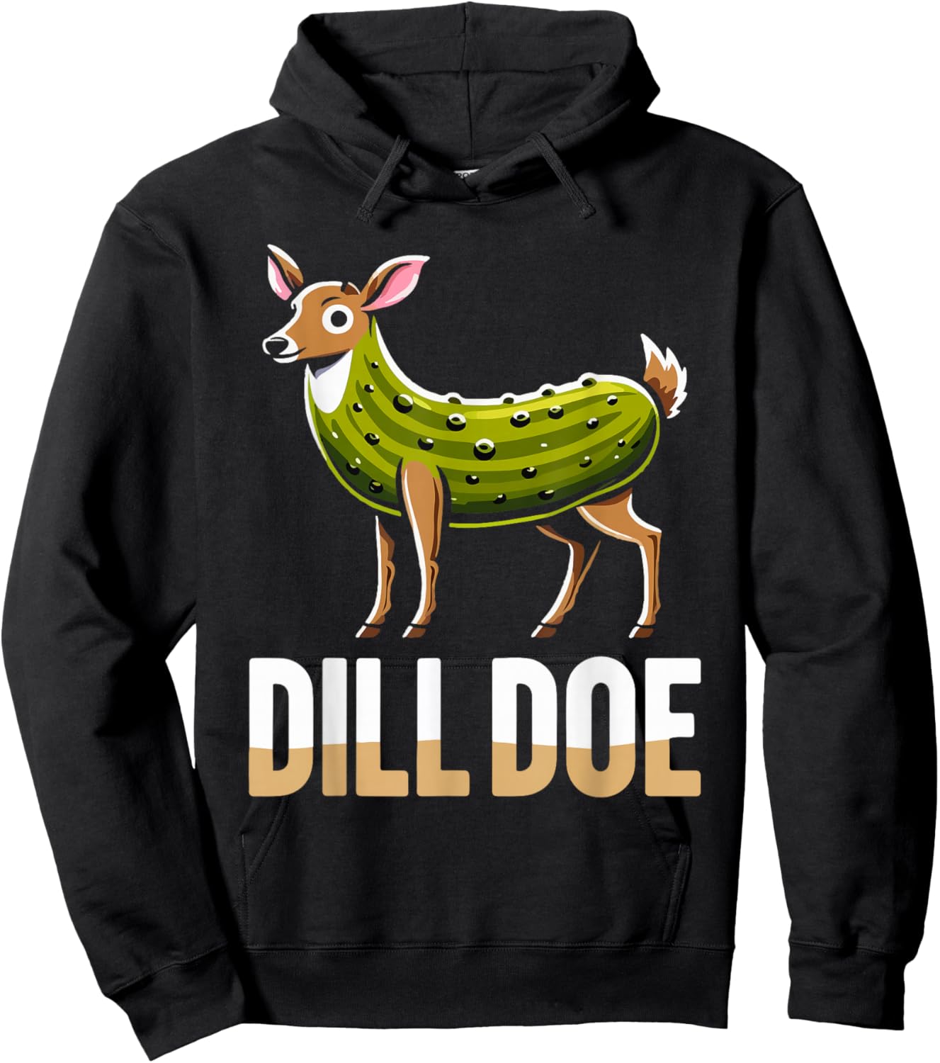 DILL DOE Funny Sarcastic Pickle Nature Deer Print Art Adult Hoodie - Hoodie | Black