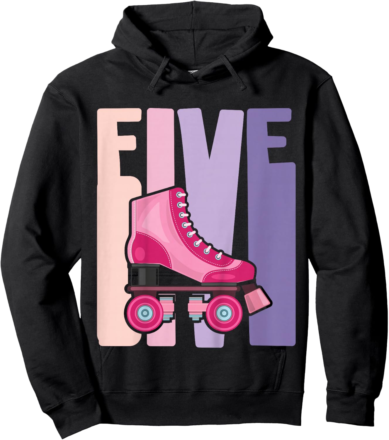 5 Year Old Cute Roller Skating Birthday Girl 5th B-day Hoodie - Hoodie | Black