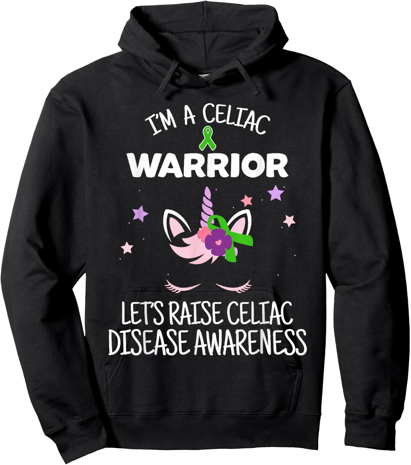 Unicorn Celiac Warrior, Celiac Disease Awareness Hoodie - Hoodie | Black
