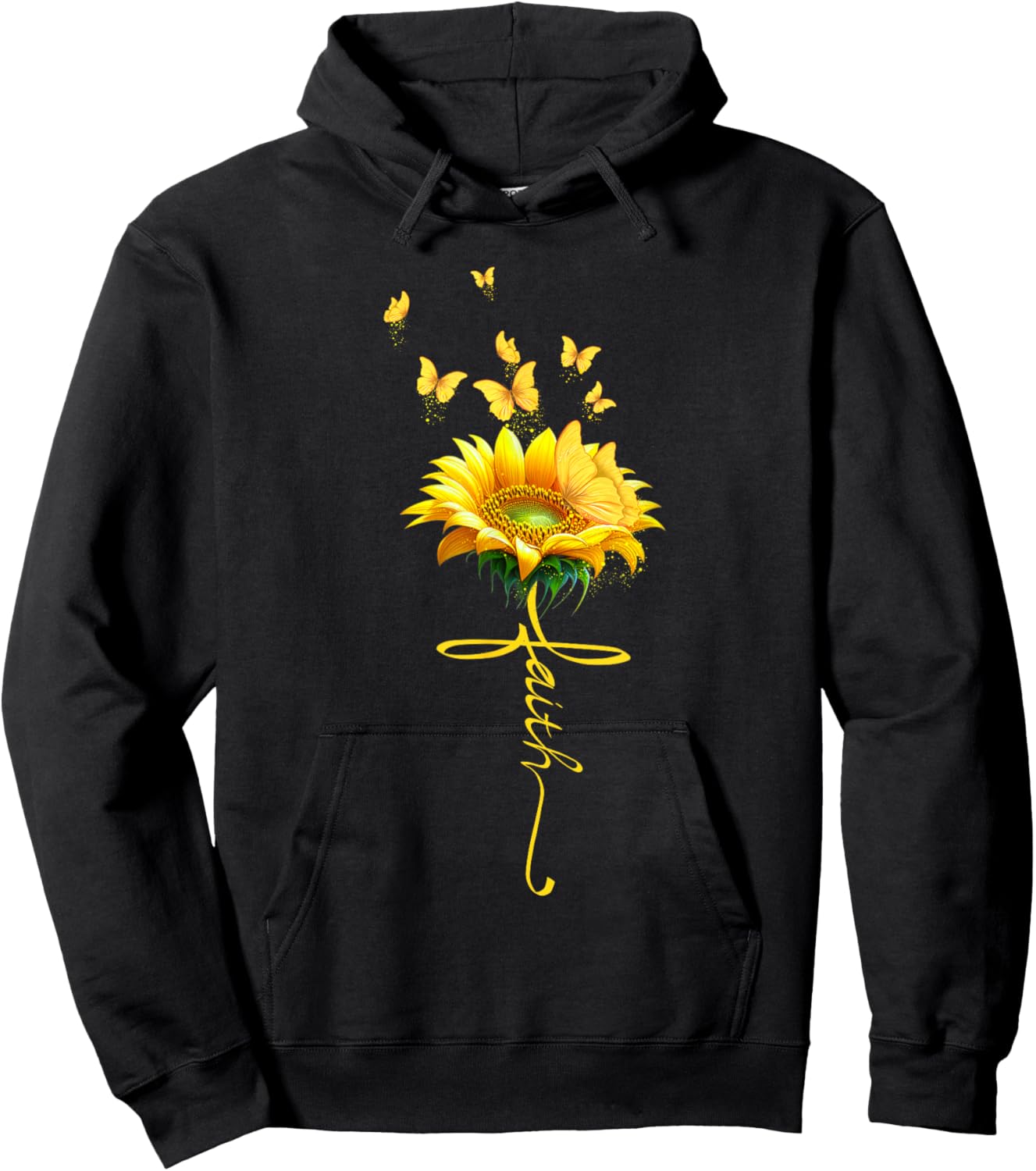 Faith Cross Sunflower Butterflies Flowers Christians Hoodie - Hoodie | Black