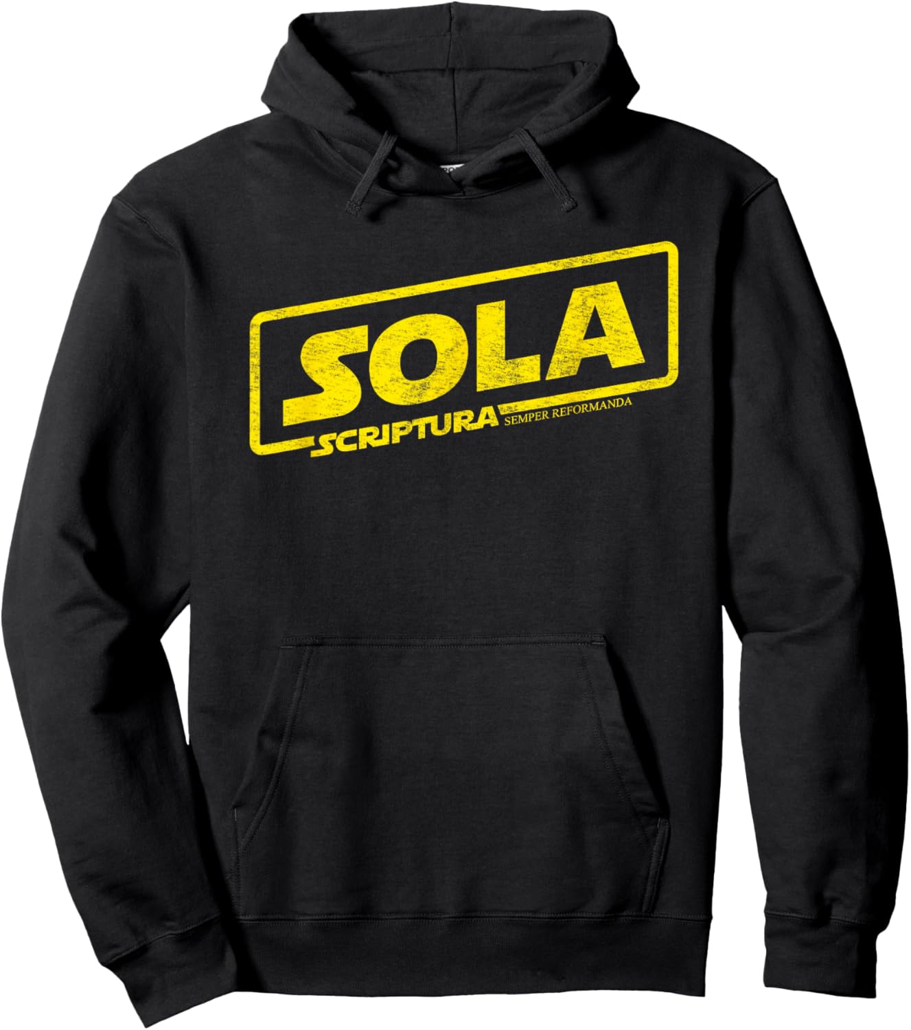 Reformation Sola Scriptura Theology Distressed Graphic Hoodie - Hoodie | Black