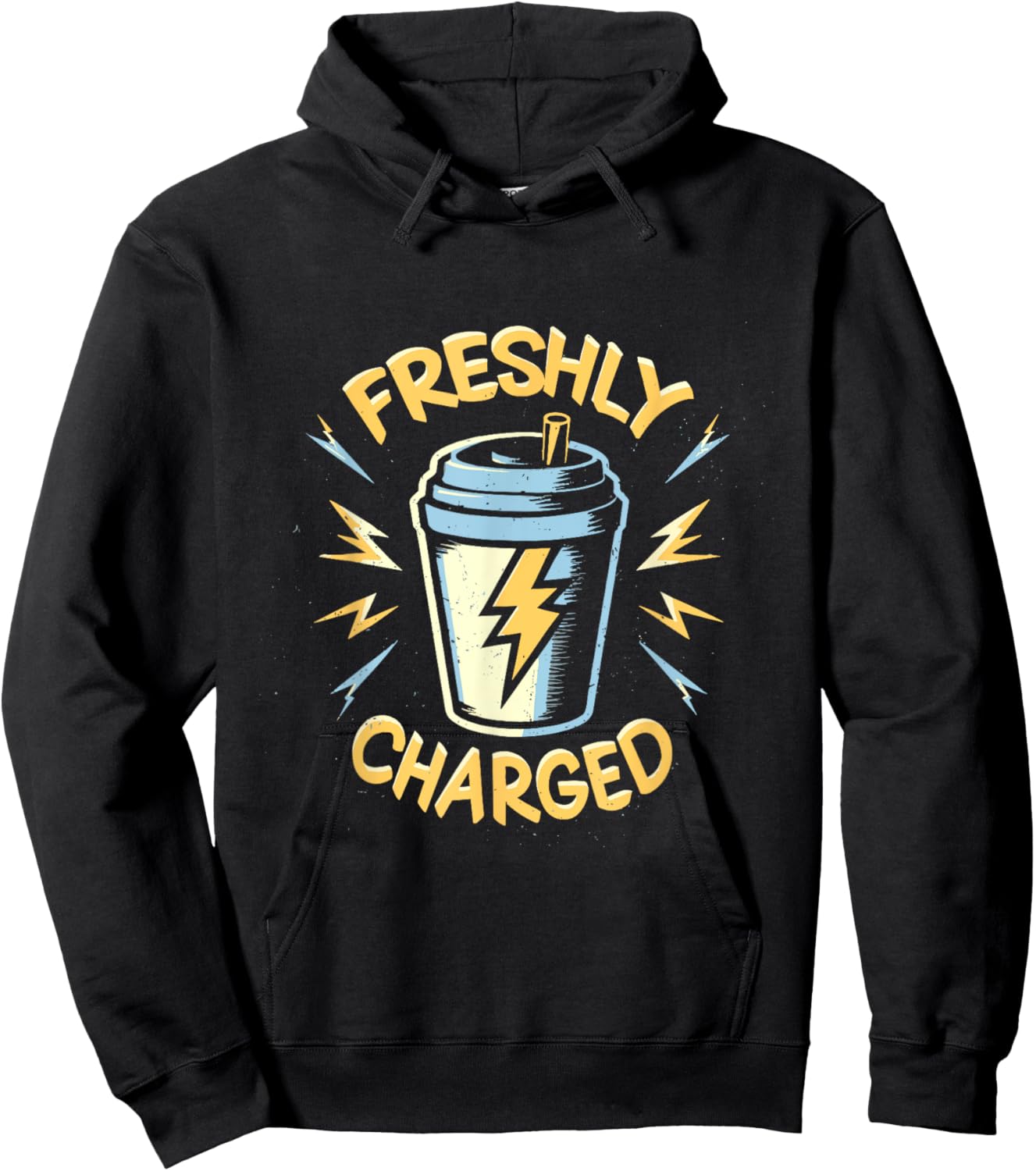 Freshly Charged awake coffee caffeine energised buzz Hoodie - Hoodie | Black