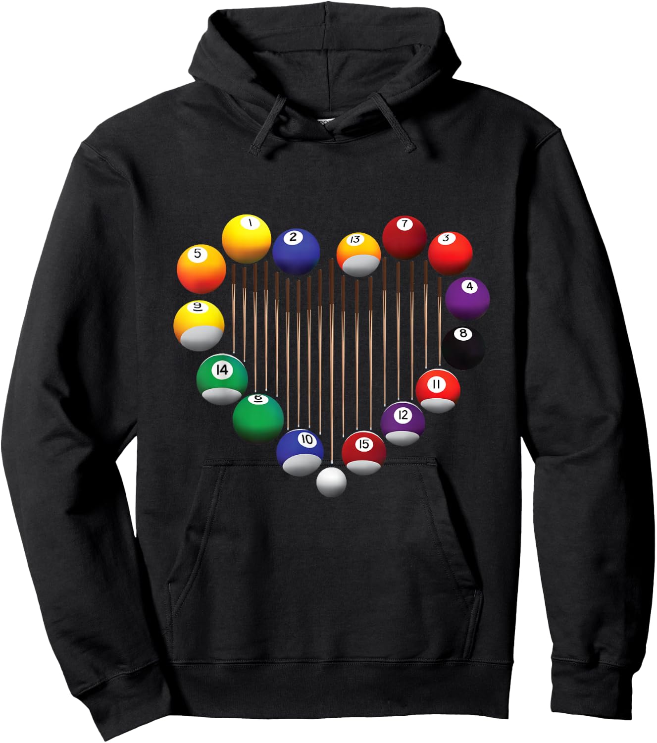 Billiard Pool Billiard Ball Billiard Player Lover Heart Men Small Hoodie - Hoodie | Black