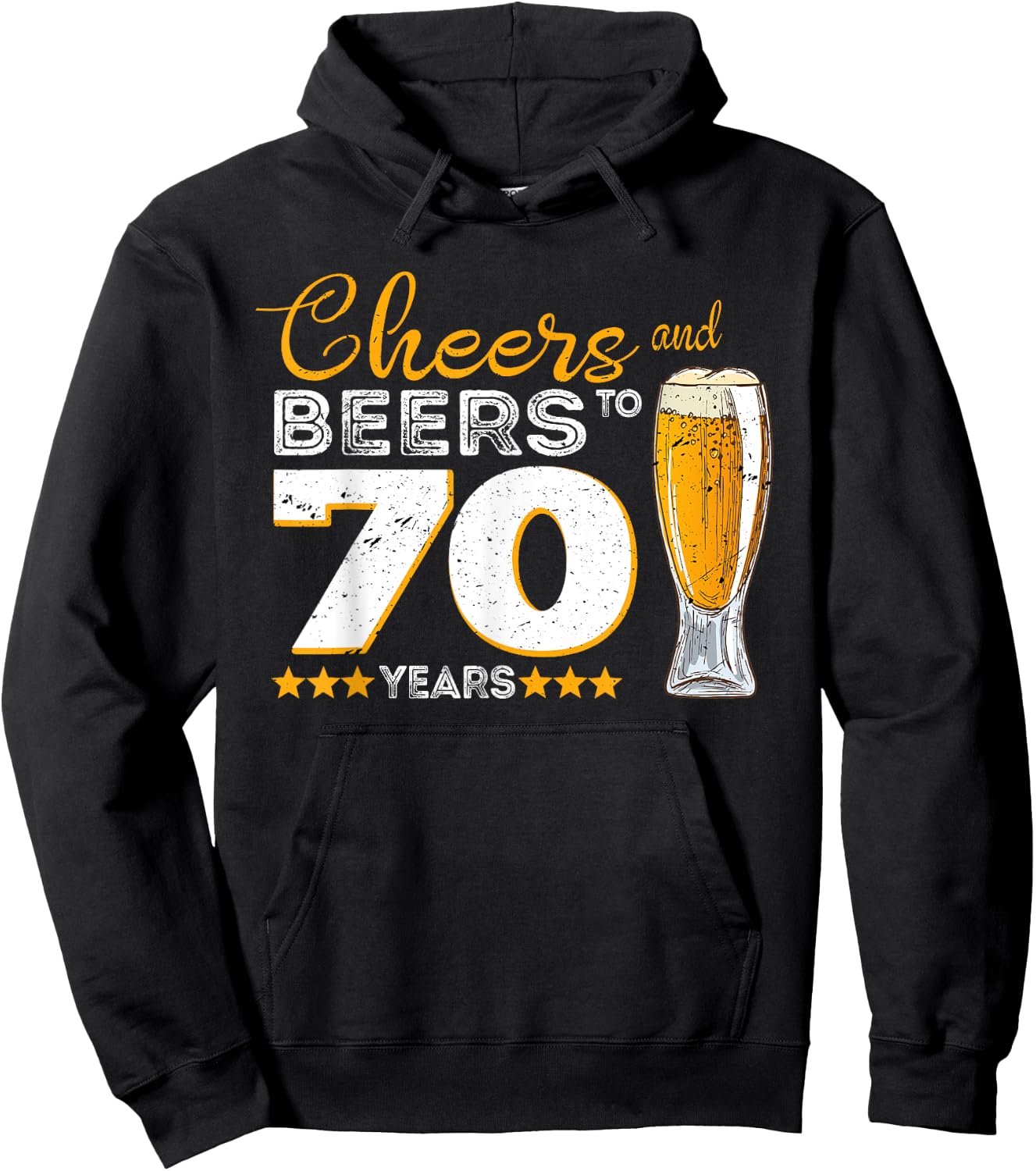 Cheers And Beers To 70 Years 70th Funny Birthday Party Gift Hoodie - Hoodie | Black