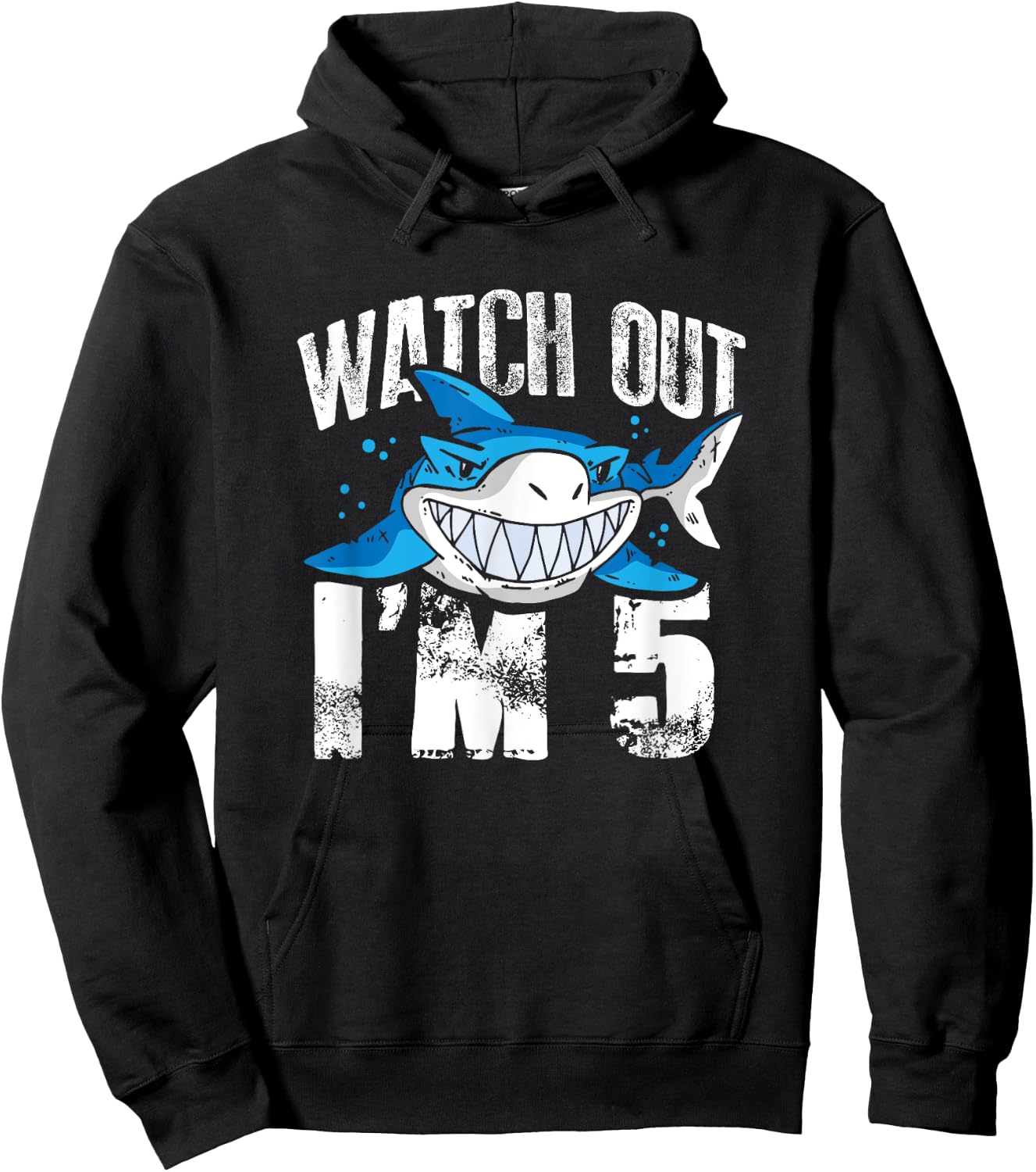 Watch Out I'm 5 Shark Sea Animal 5th Birthday Party Gift Hoodie - Hoodie | Black