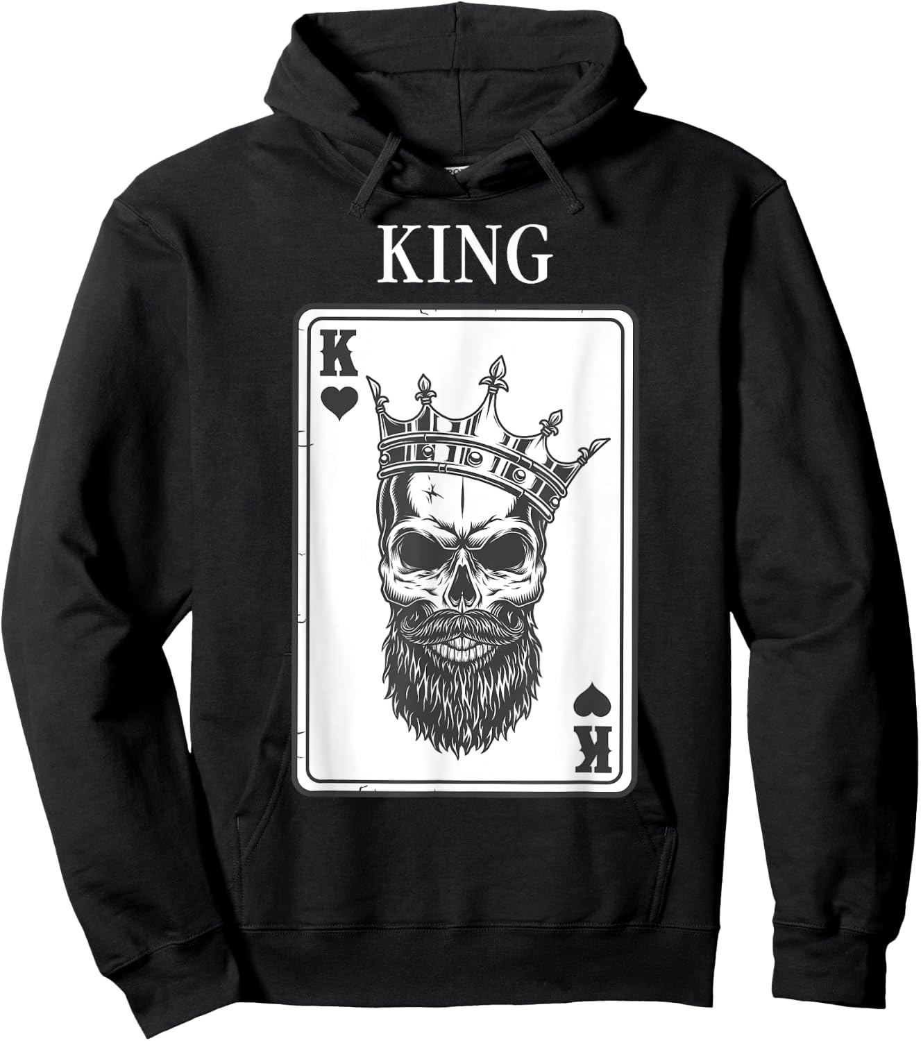King And Queen Skull - 1/2 Card Hearts Flush Couple Matching Hoodie - Hoodie | Black