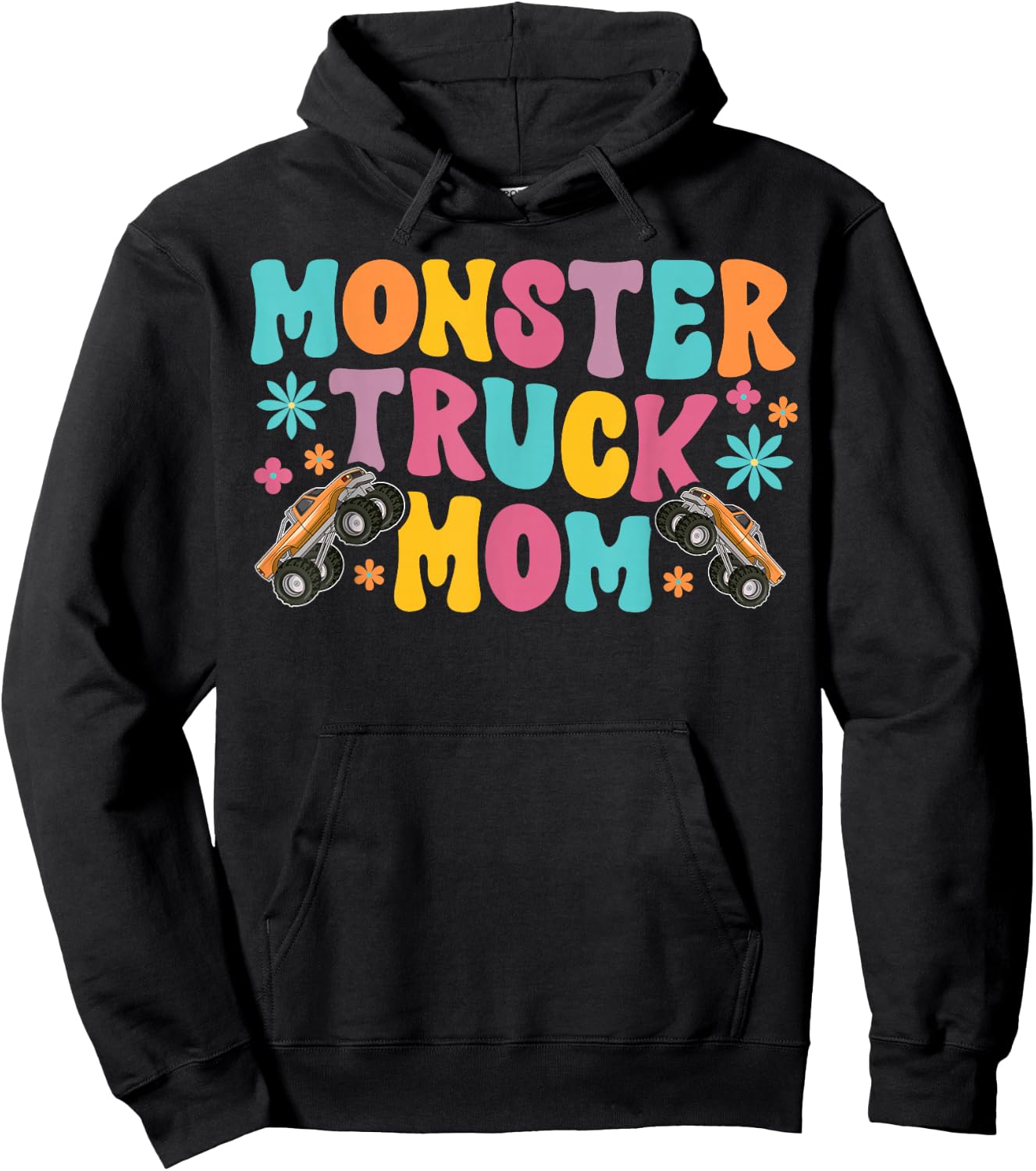 Groovy Monster Truck Mom Monster Truck Mama Hoodie - Hoodie | Black