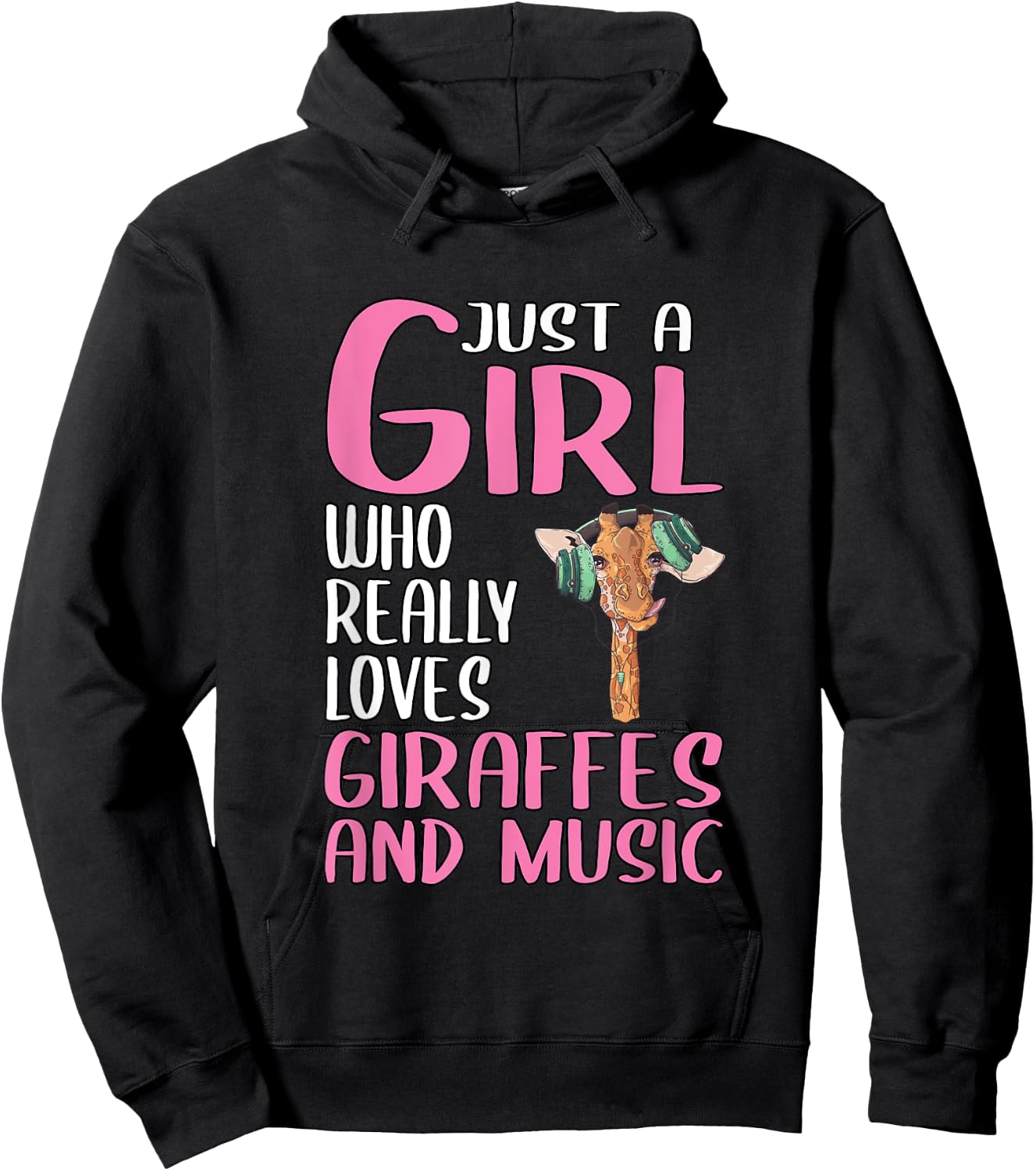 Gift Just A Girl Who Really Loves Giraffes And Music Hoodie - Hoodie | Black