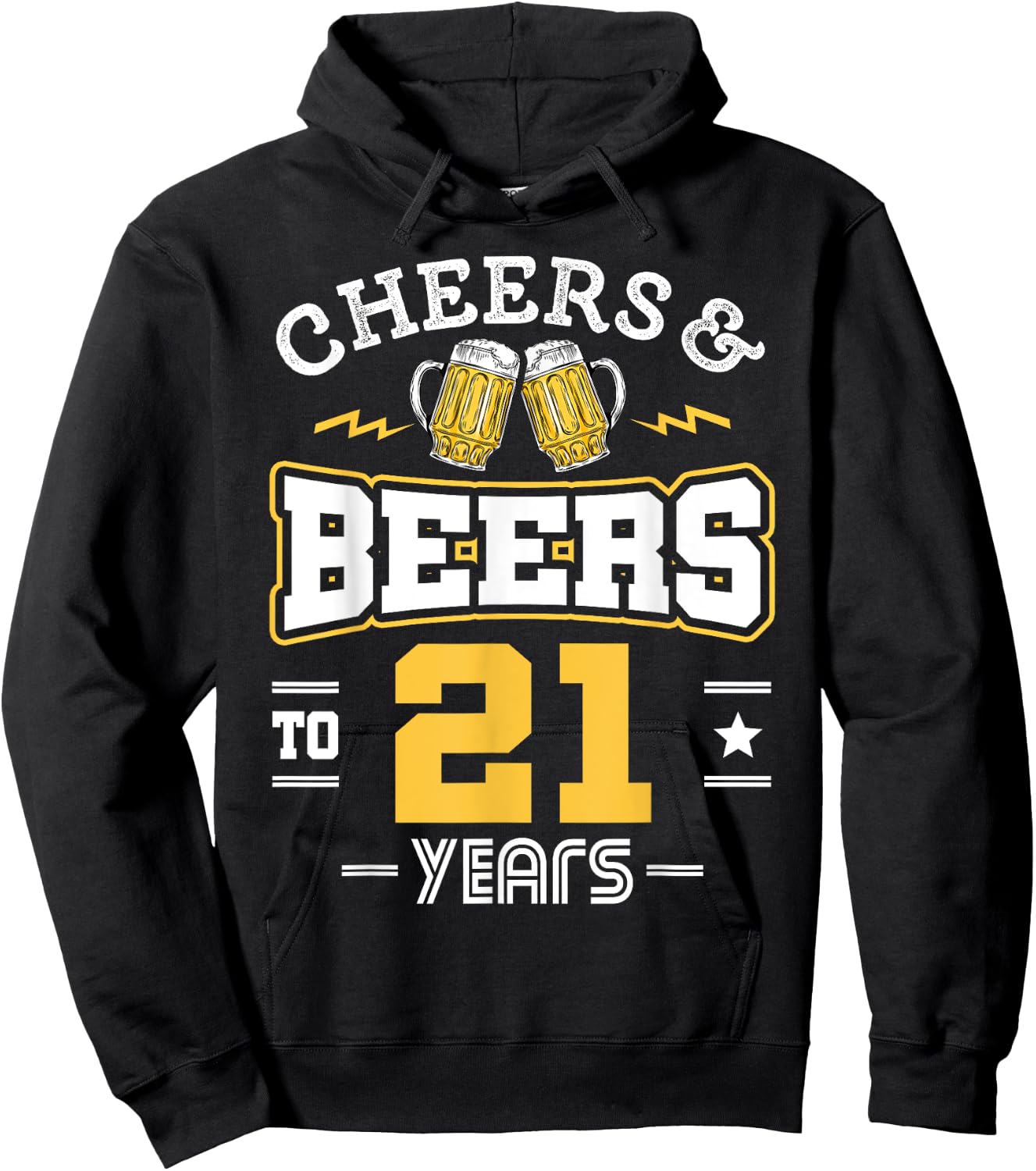 21st Birthday Cheers And Beers to 21 Years Funny Gift Hoodie - Hoodie | Black