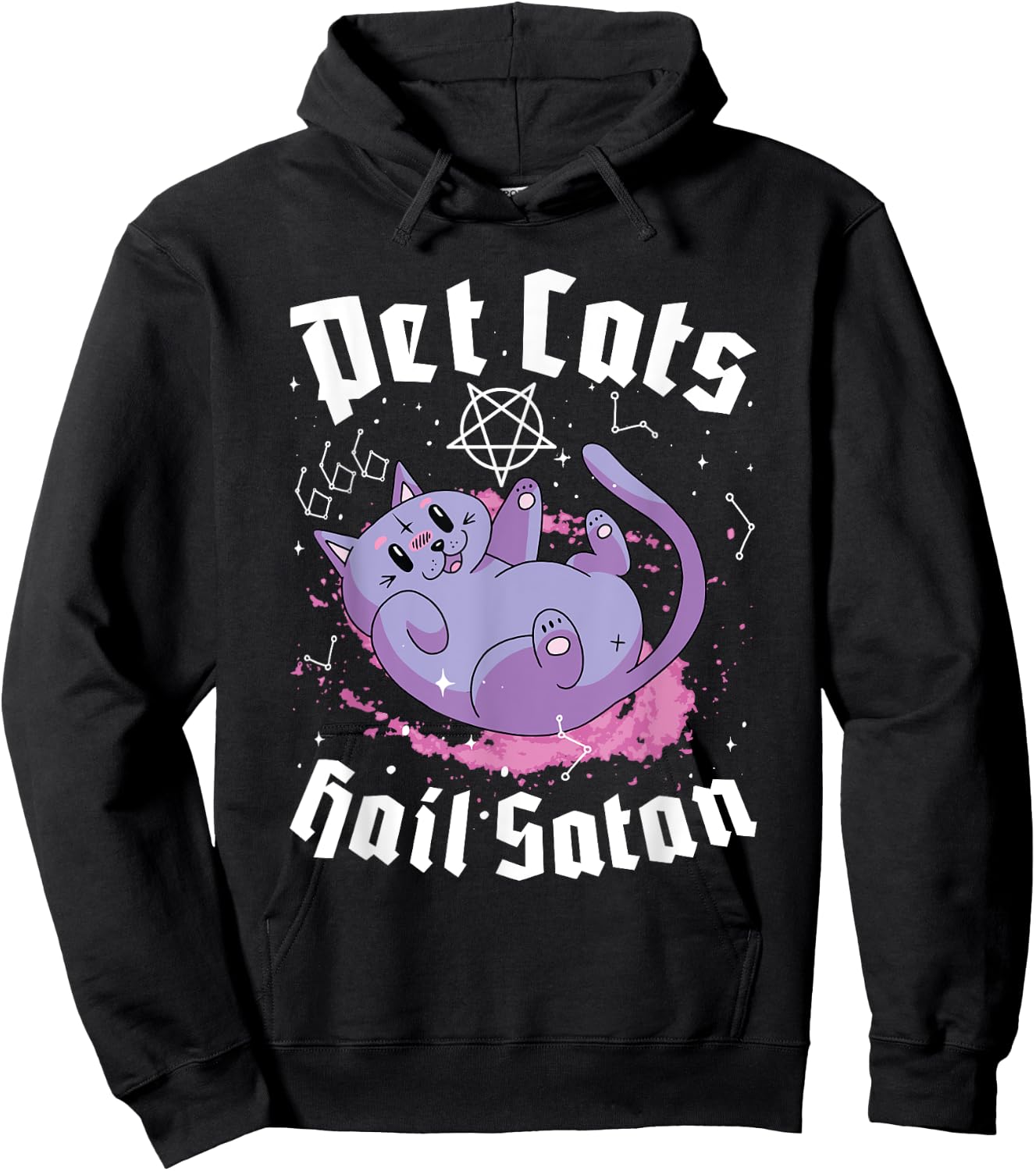 Pet Cats Hail Satan Kawaii Satanic Cat Astrology Witchcraft Hoodie - Hoodie | Black