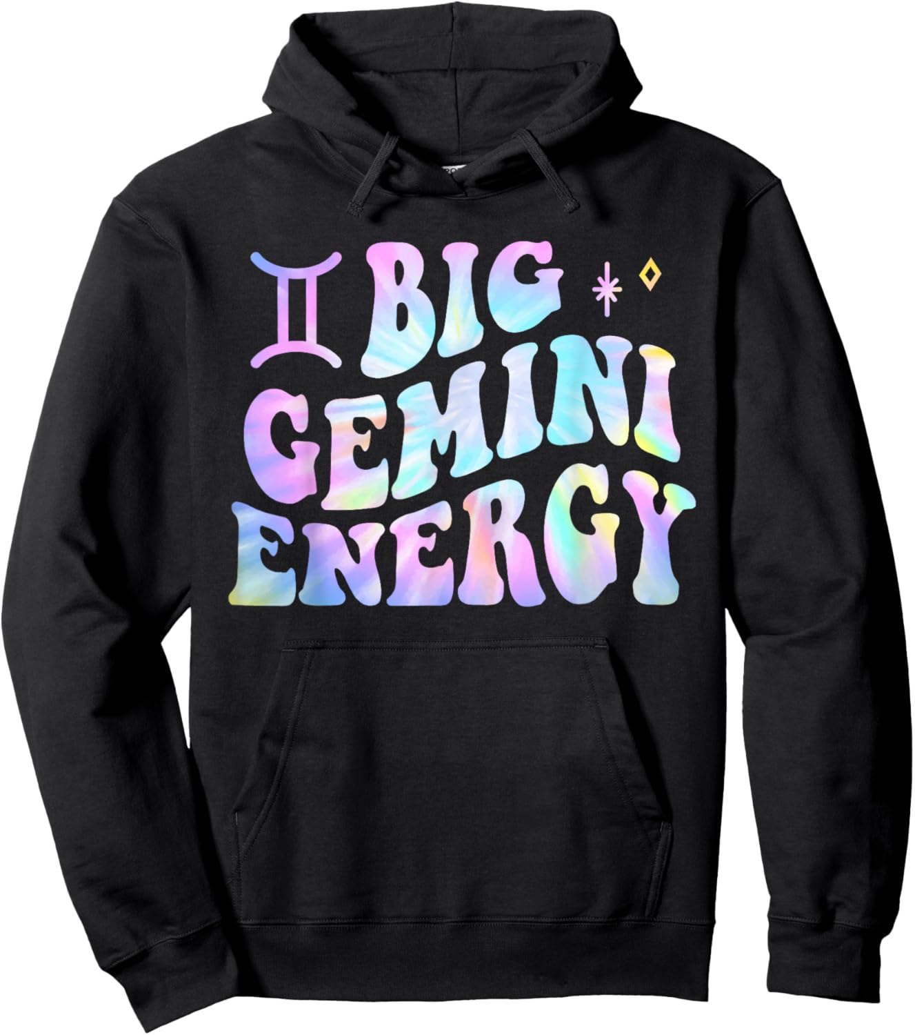 Gemini Big Energy Retro Smile Flower Zodiac Birthday Hoodie - Hoodie | Black