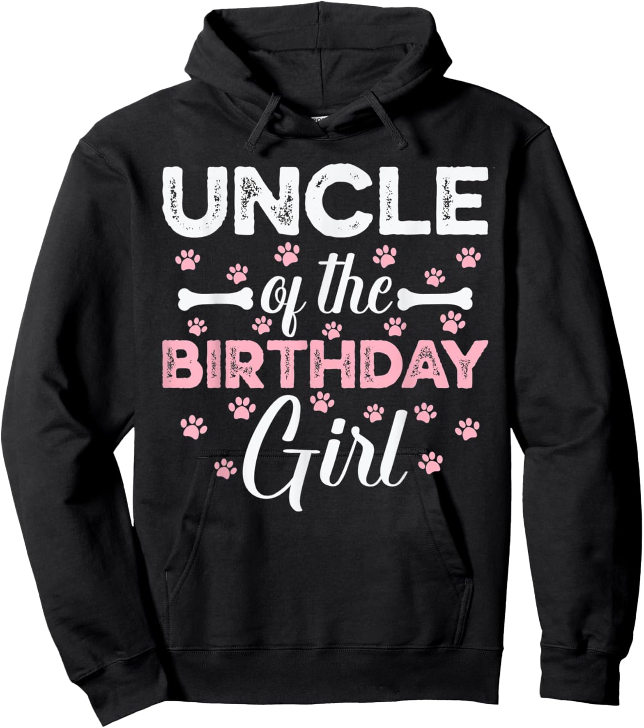 Uncle of the Birthday Girl Daughter Dog Paw Family Matching Hoodie - Hoodie | Black
