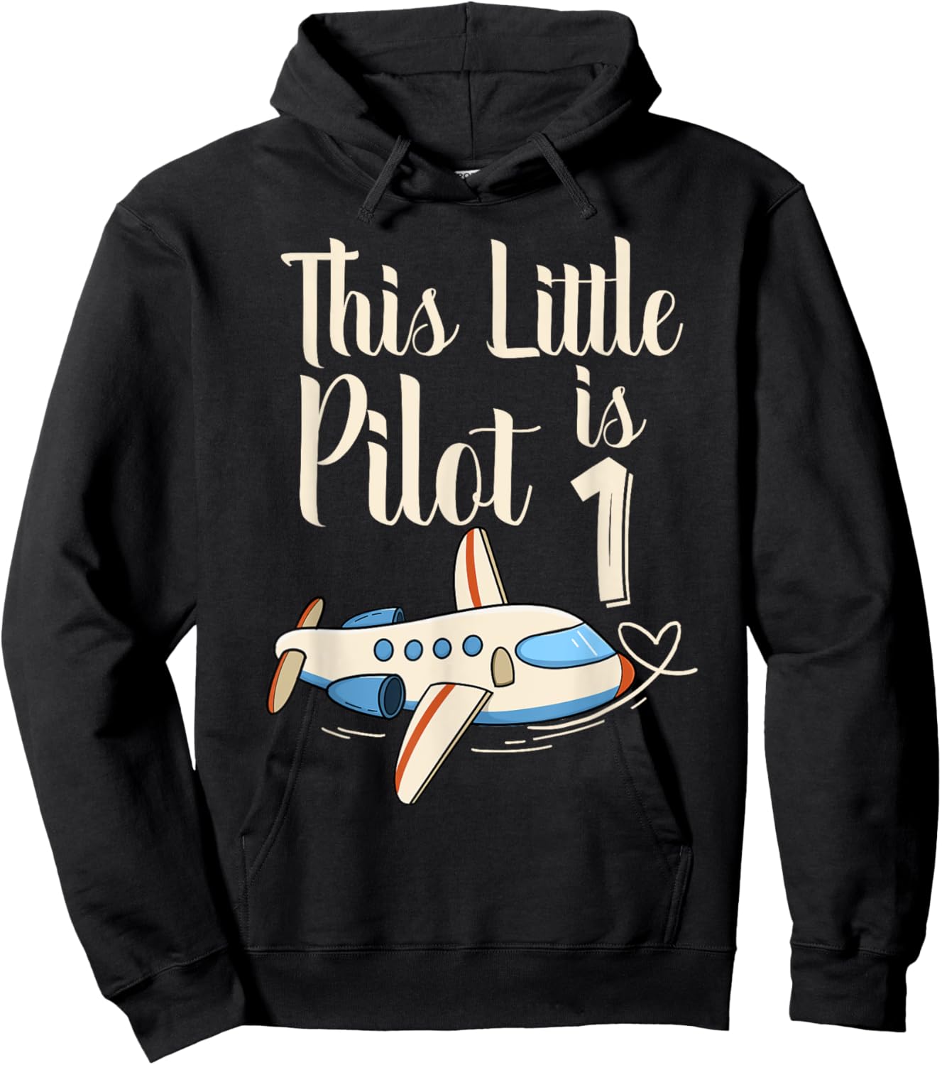 Kids 1 Year Old Boy Girl Airplane Pilot 1st Birthday Party Hoodie - Hoodie | Black
