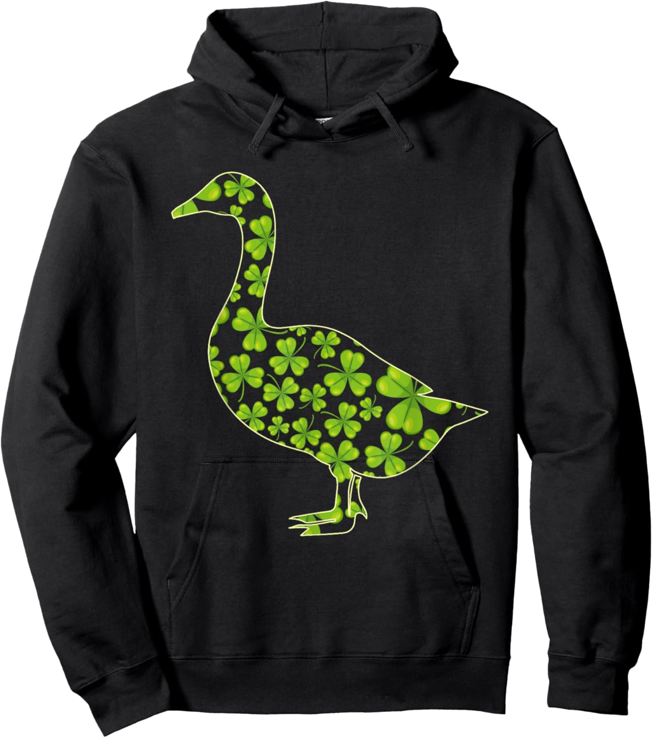 Three Leaf Shamrock Goose Irish St. Patrick's Day Lucky Hoodie - Hoodie | Black