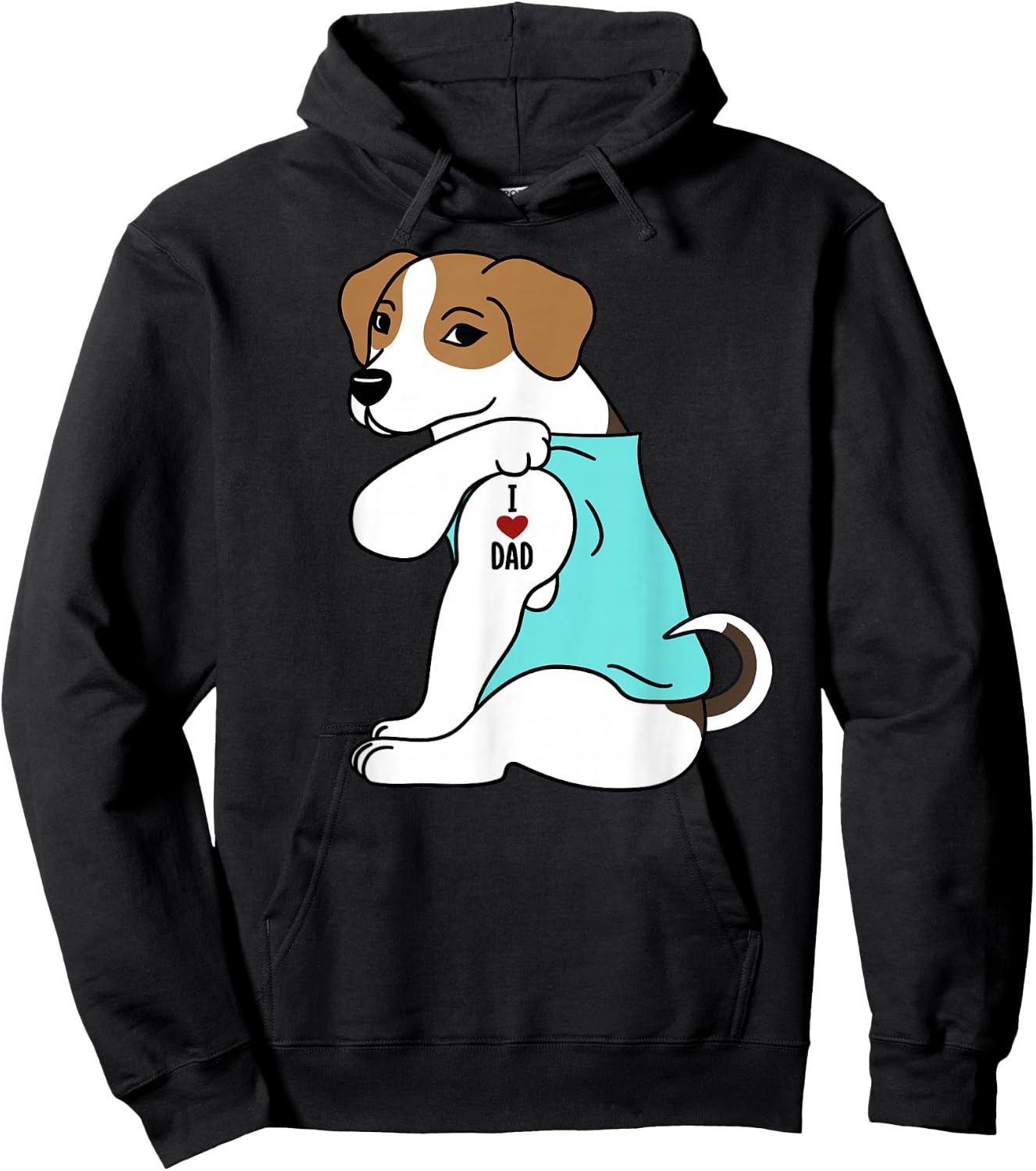 Jack Russell Terrier I Love Dad Funny Dog Men Women Hoodie - Hoodie | Black